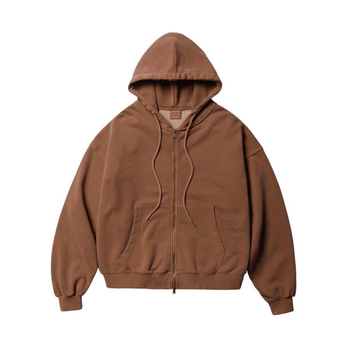 JUHD4742_camelbrown_29 PERSTEP Pigment Crop Two Finder Hoodie Zip Up Camelbrown JUHD4742