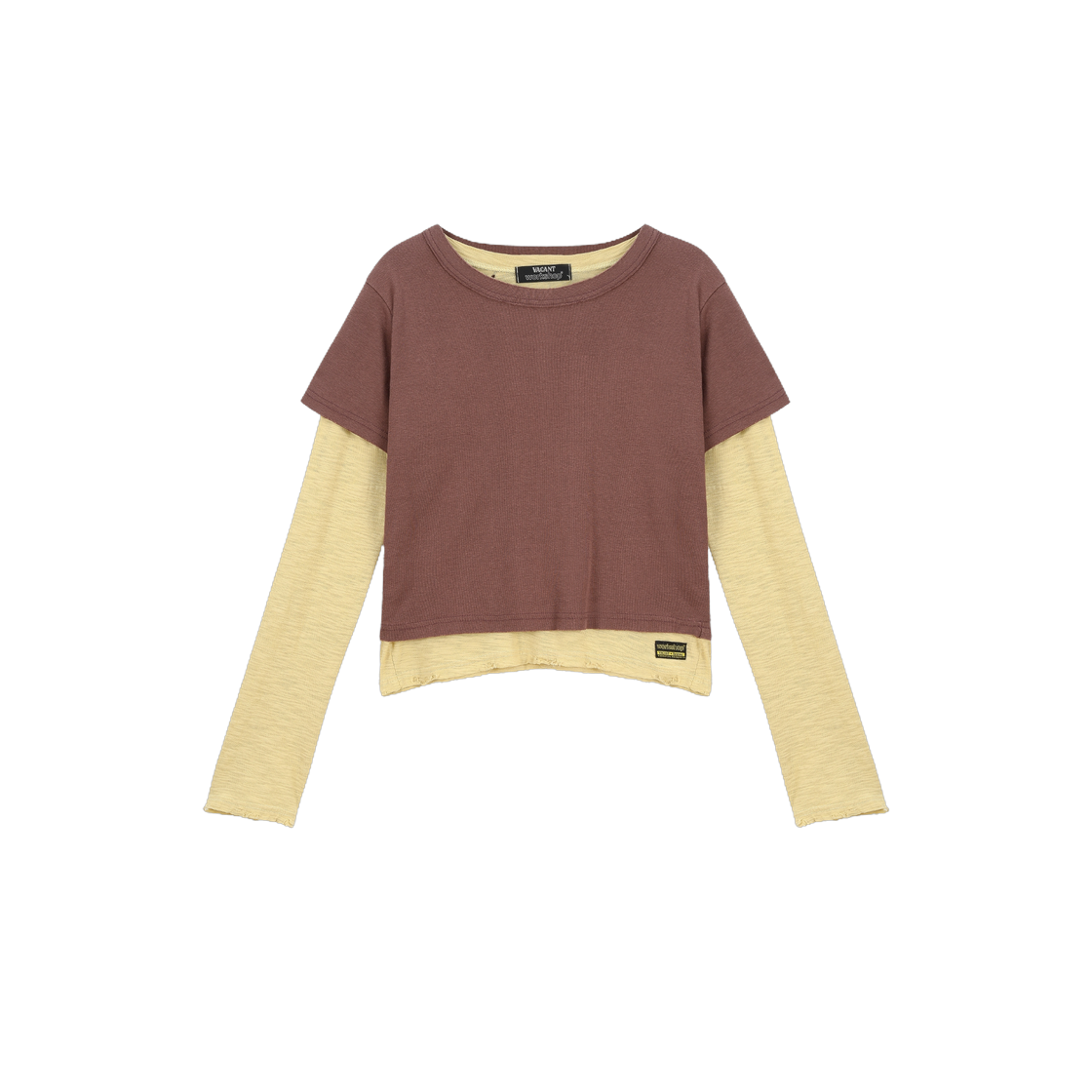 WWK63JLS002BRQQ Vacant Archive Women Workshop Vintage Layered T-Shirts Set (Short & Long Sleeve) Brown