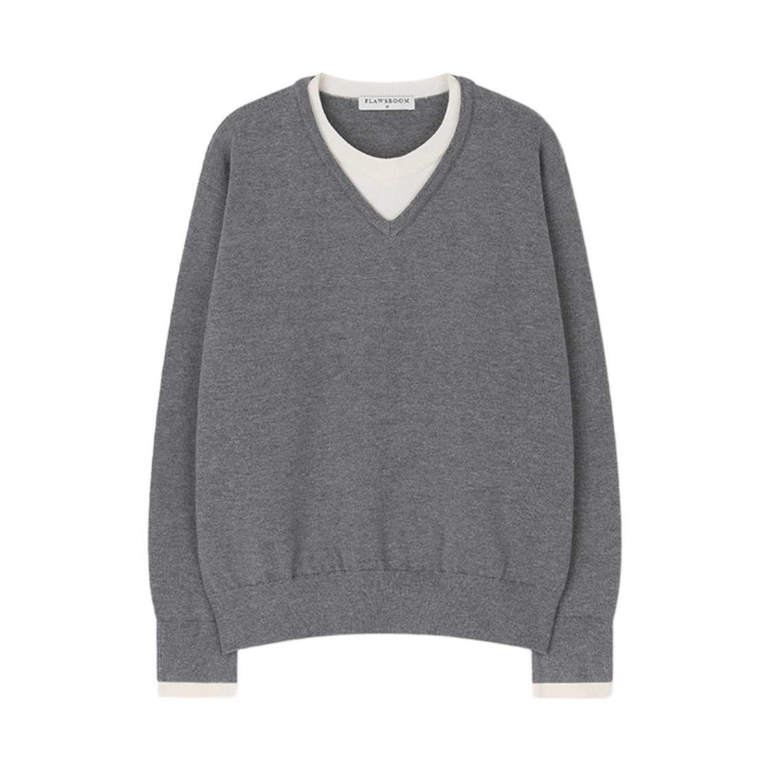 FL2635 Flawsroom Layered Soft V Neck Grey