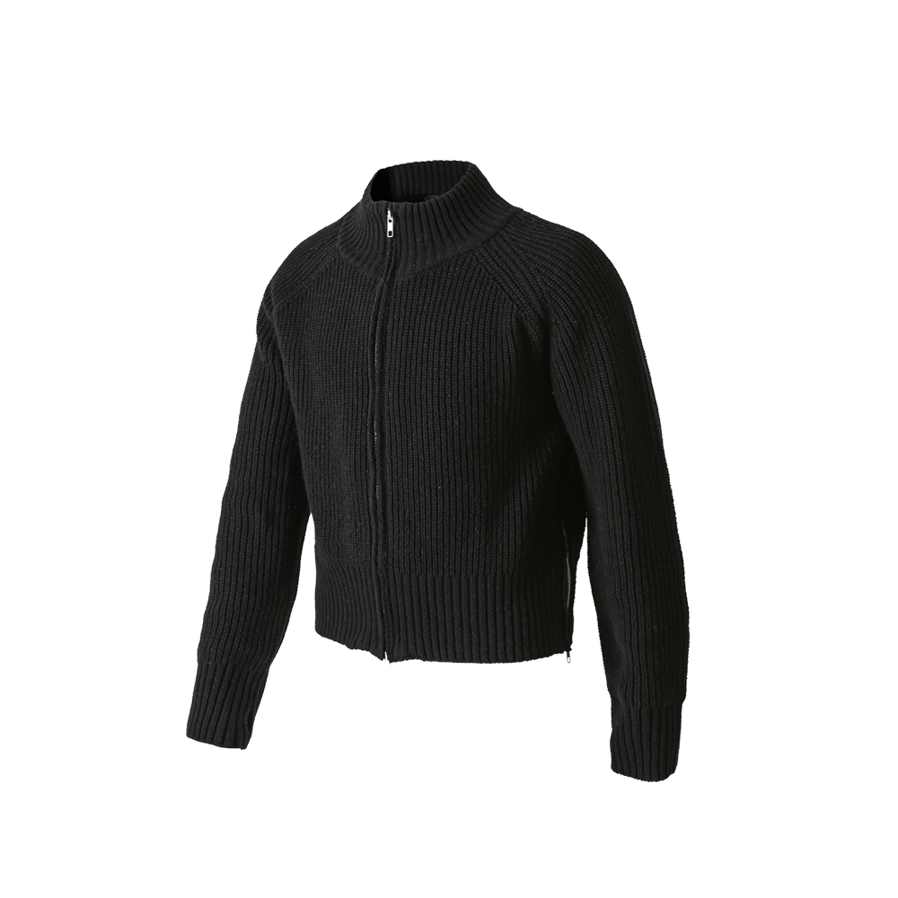 RR6FOT02BK ROARINGRAD Side-Zip Cropped Knit Zip-Up Black