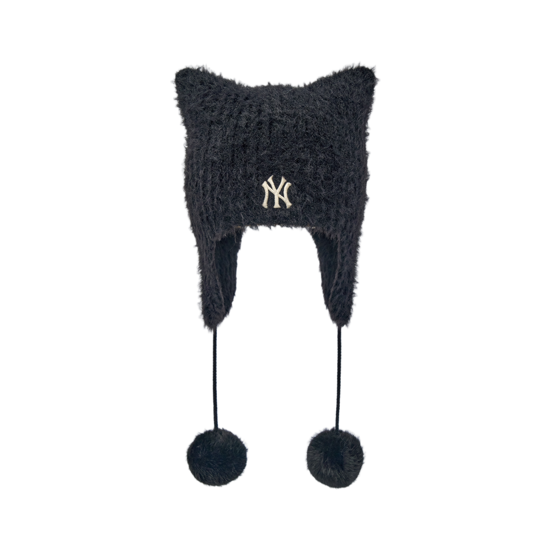 MLB 퍼 미야옹 이어플랩 비니 뉴욕양키스 블랙(MLB Fur Meowing Earflap Beanie New York Yankees Black) - 1