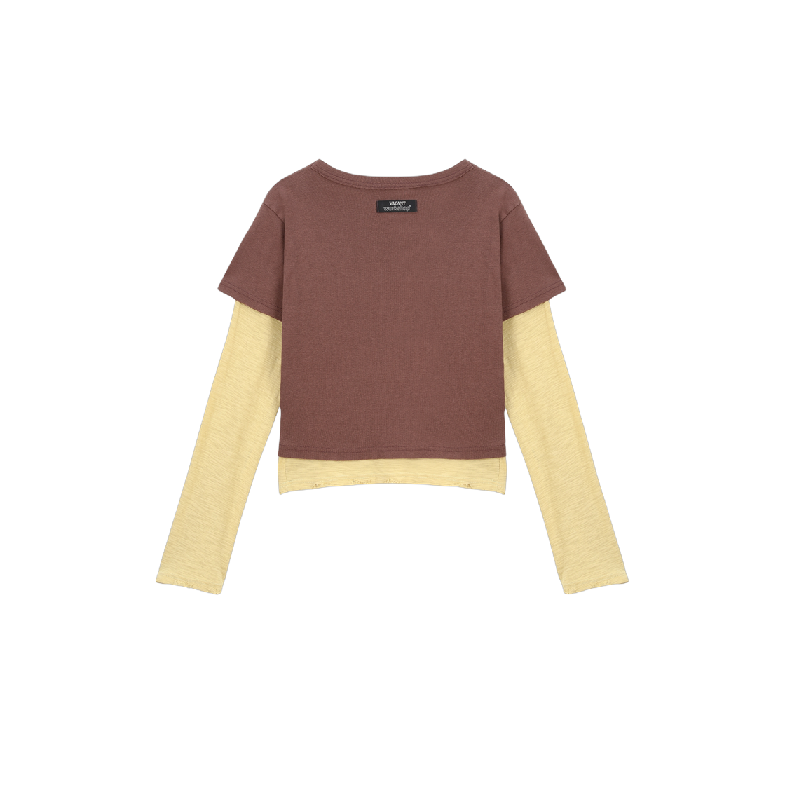 베이컨트 아카이브 여성 워크샵 빈티지 레이어드 티셔츠 세트 (반팔 & 긴팔) 브라운(Vacant Archive Women Workshop Vintage Layered T-Shirts Set (Short & Long Sleeve) Brown) - 2