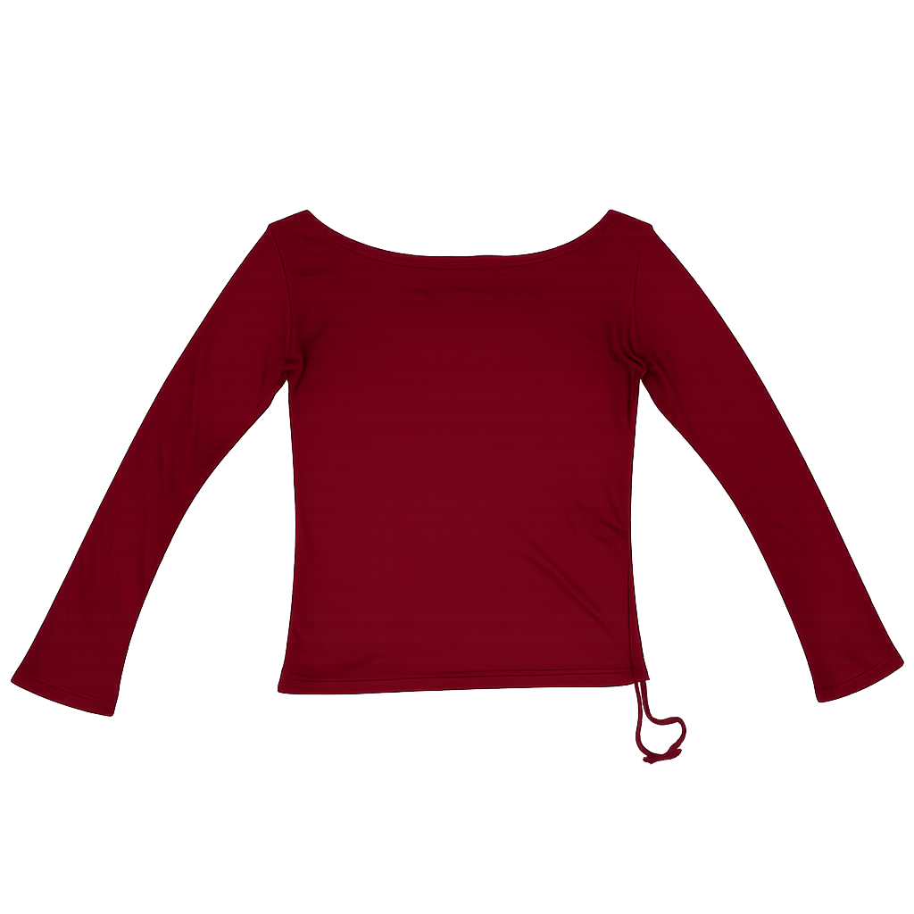 쎄르페 어저스터블 셔링 오프숄더 울 티셔츠 레드(SSERPE Adjustable Shirring Off Shoulder Wool T Shirts Red) - 2