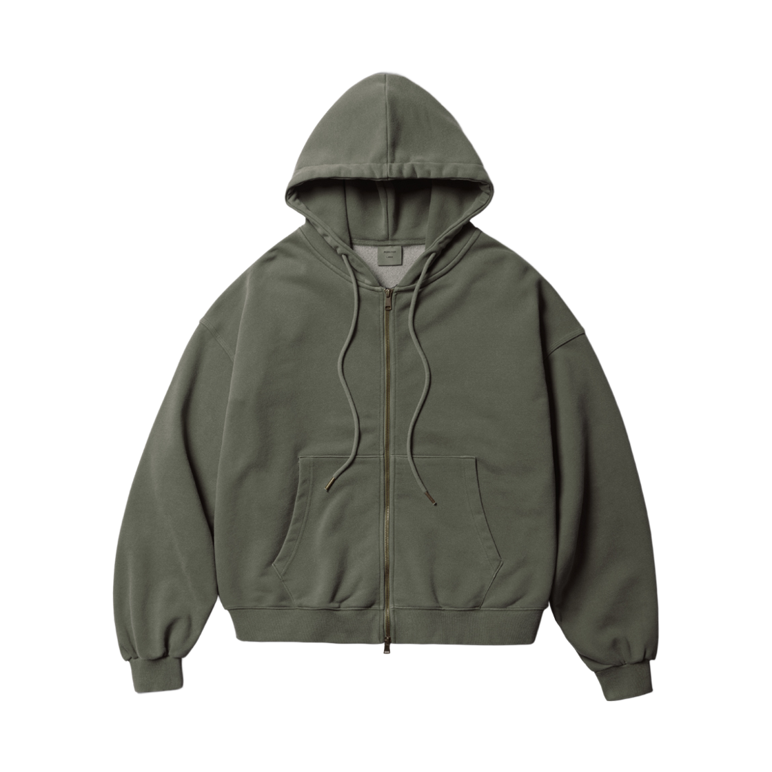 JUHD4742_mossgreen_29 PERSTEP Pigment Crop Two Finder Hoodie Zip Up Mossgreen JUHD4742