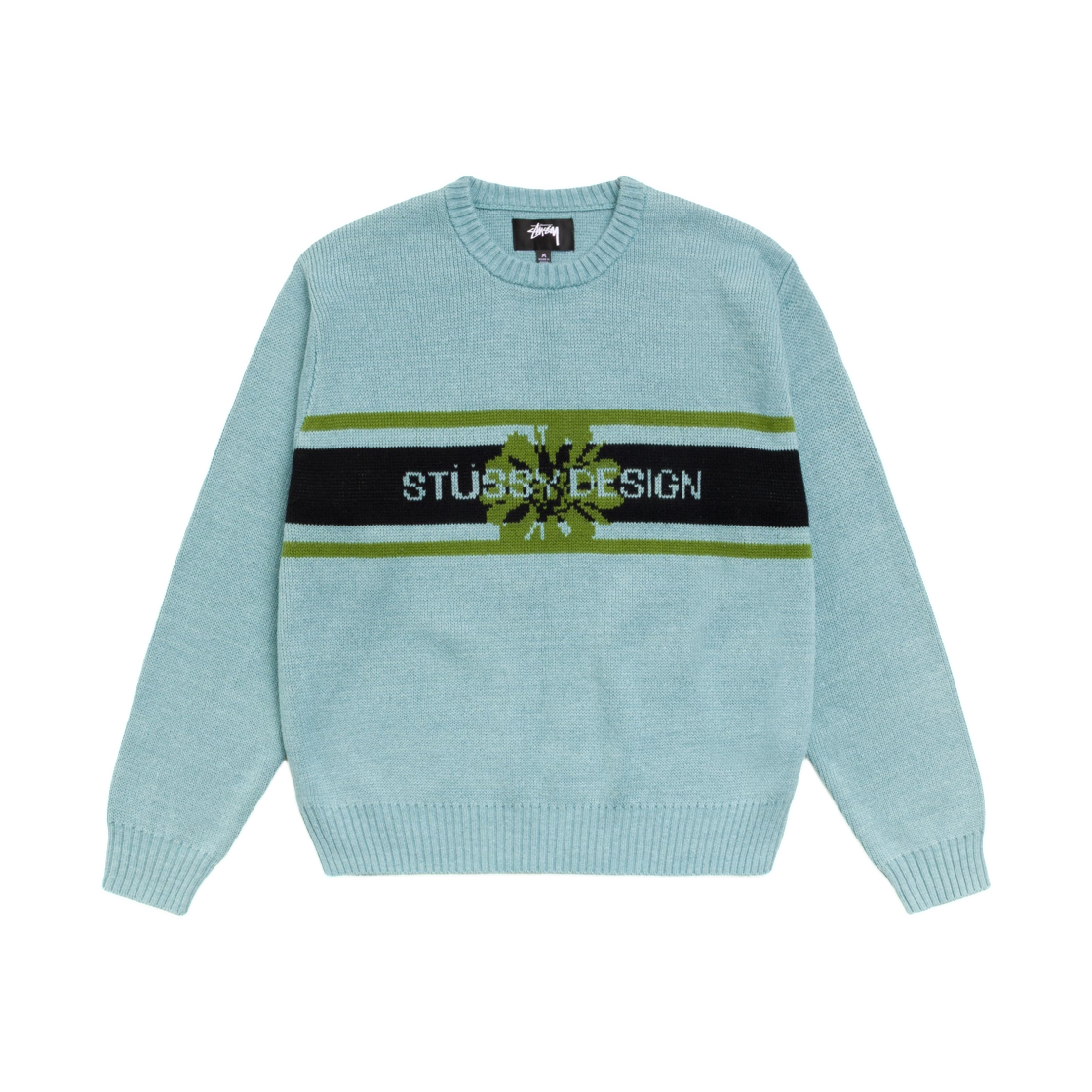 117305 Stussy Striped Hibiscus Sweater Dusty Blue