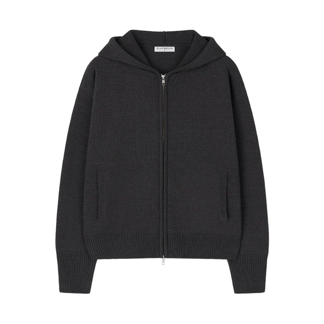 FL2638 Flawsroom Crop Knitted Hood Zip Charcoal