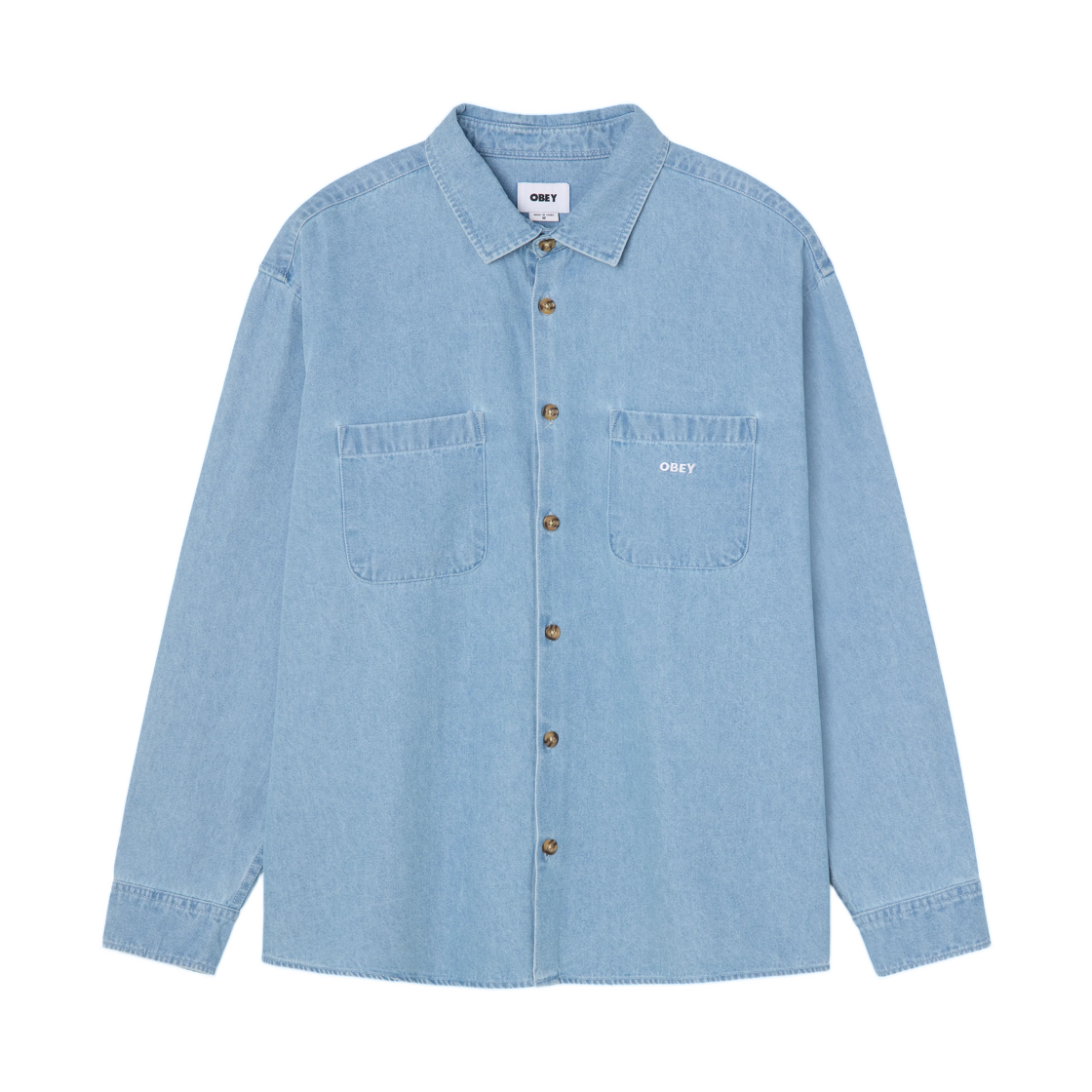 181200432 Obey Charlie Denim Shirt Light Indigo