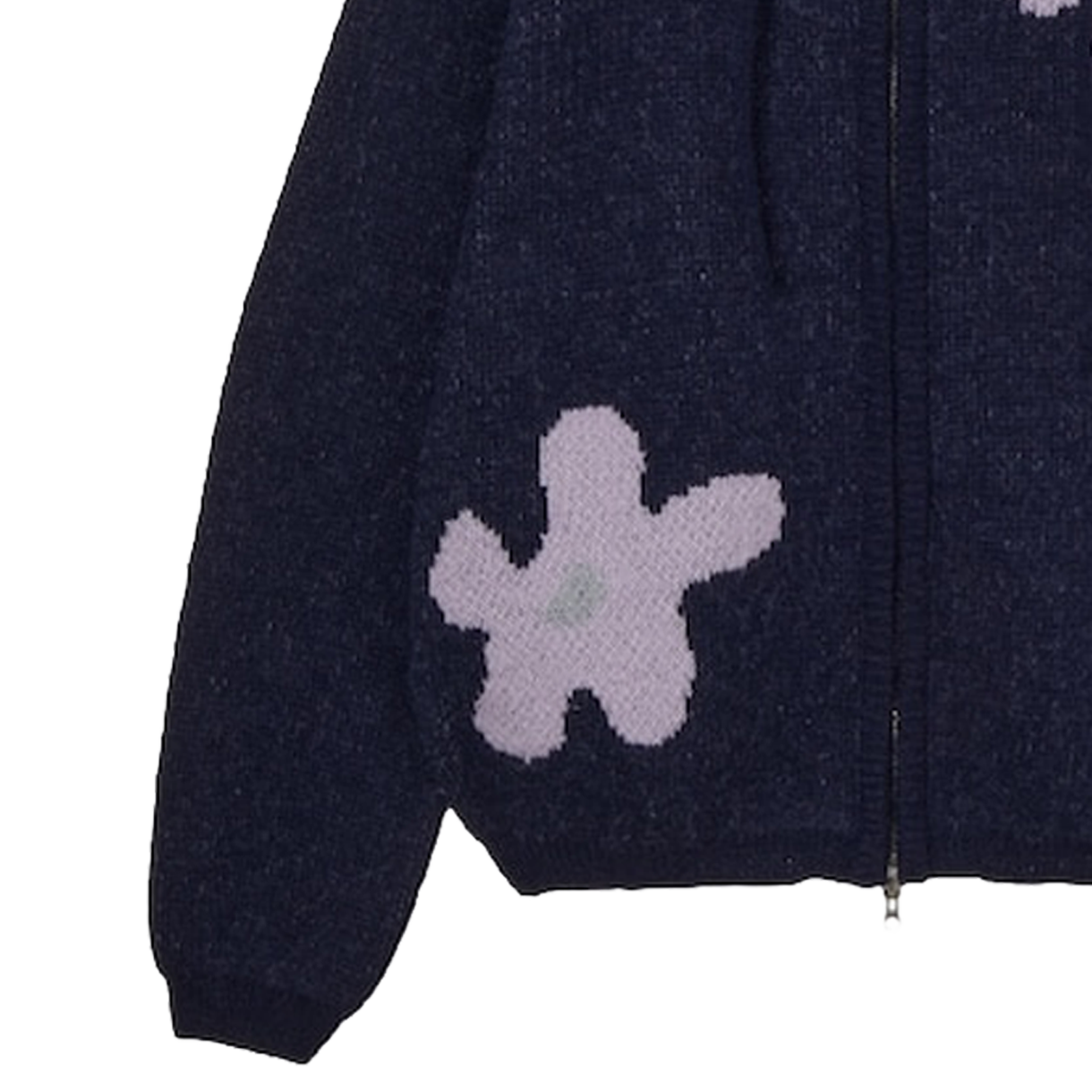 [오프라인 전용] 에이이에이이 우먼 데이지 니트 후디 네이비 - 26FW([오프라인 전용] AEAE Women Daisy Knit Hoodie Navy - 26FW) - 4