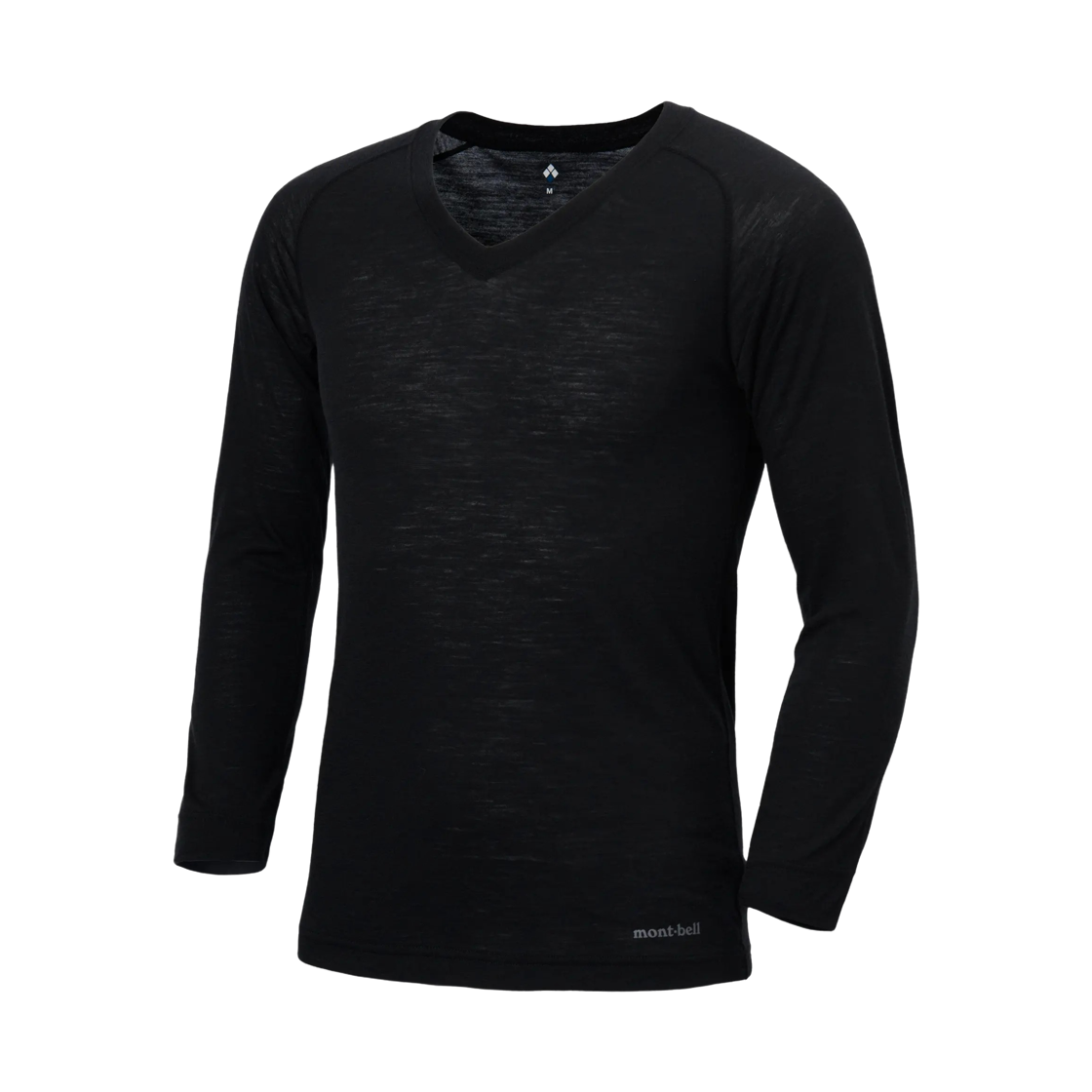 1107860 Montbell Super Merino Wool Light Weight V-Neck Shirt Black