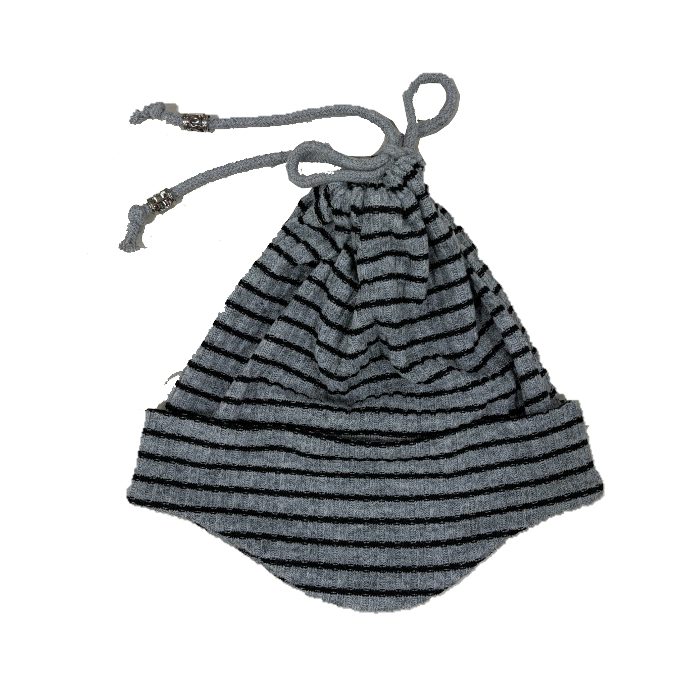 26FWAC02-2 SSERPE Beads String Stripe Beanie Melange Grey