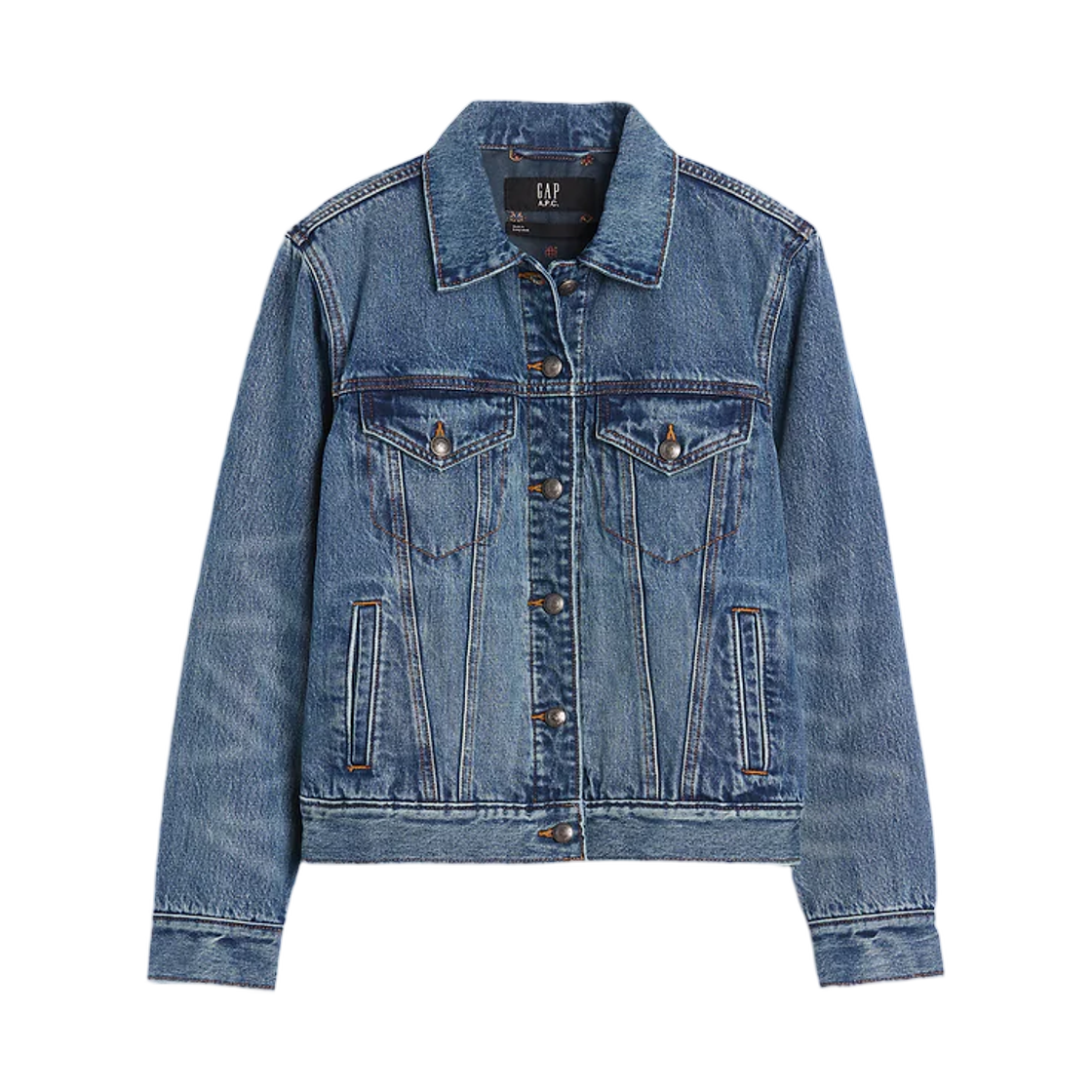 (W) 갭 x 아페쎄 라인드 아이콘 데님 자켓 메드 파리((W) Gap x A.P.C. Lined Icon Denim Jacket Med Paris) - 1