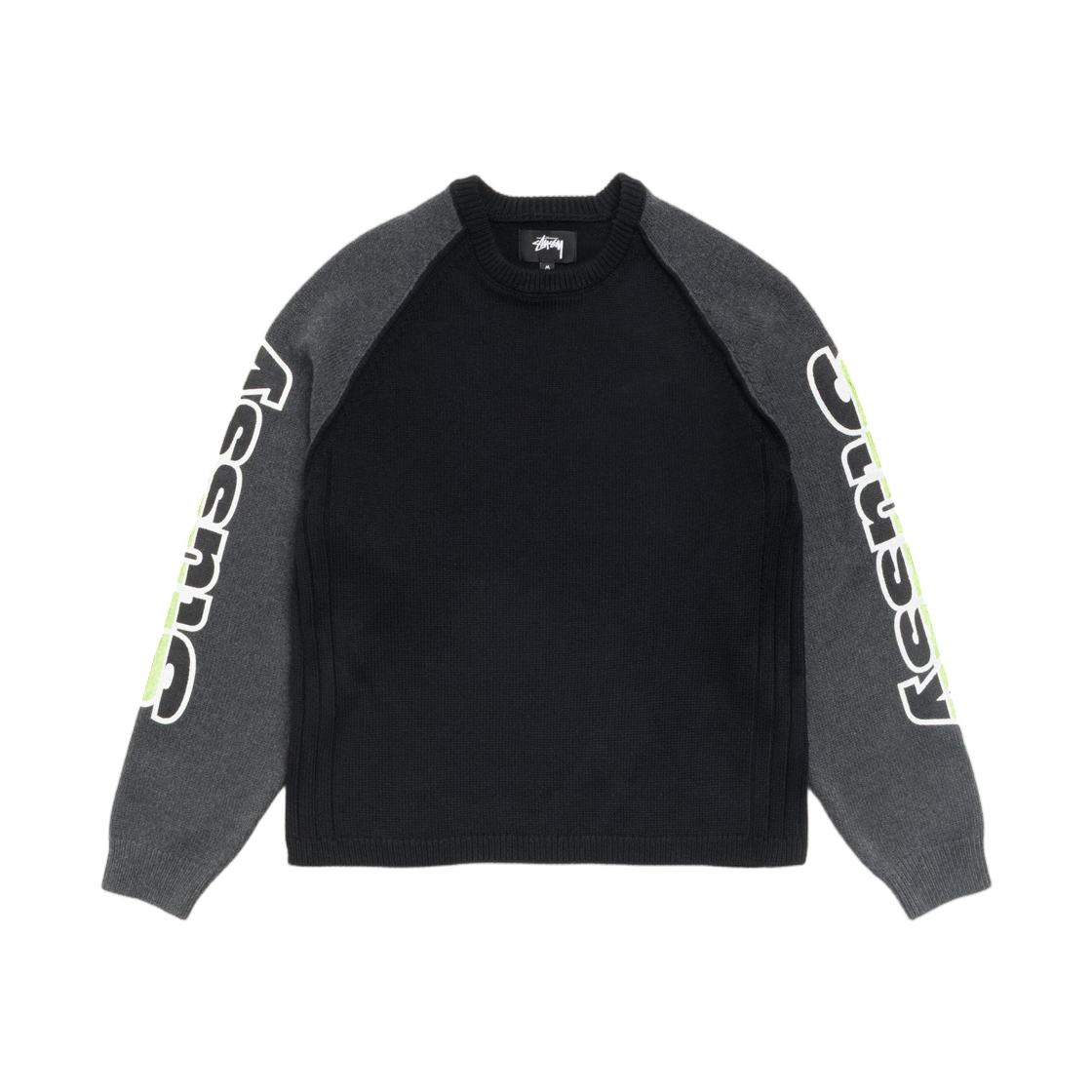 117299 Stussy Two Tone Raglan Sweater Black