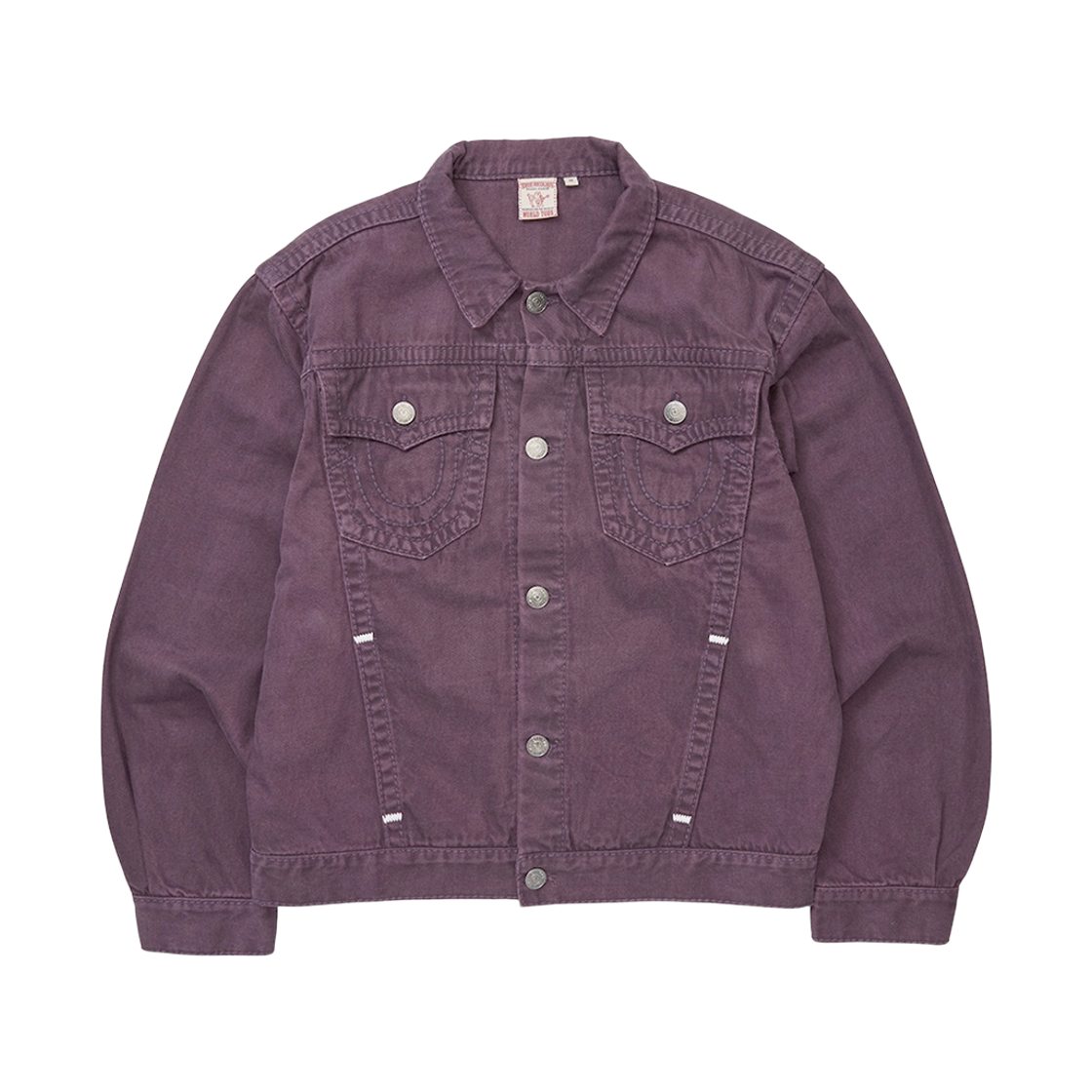 트루릴리젼 Big T 워시드 데님 트러커 자켓 - 워시드 퍼플(True Religion Big T Washed Denim Trucker Jacket - Washed Purple)