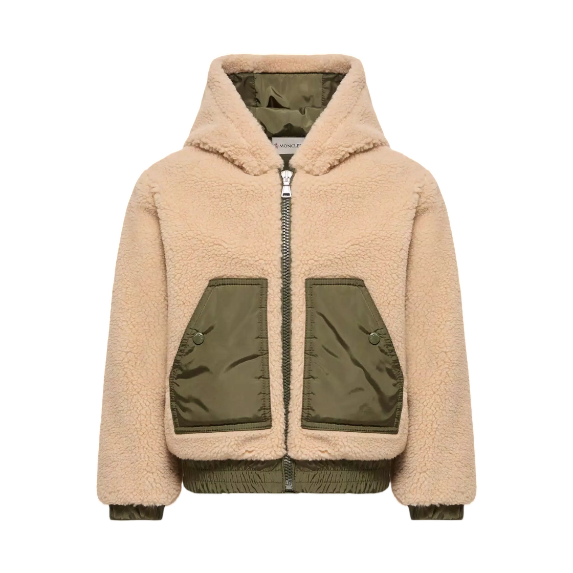 L2-954-8G00021-809BY-223 (Kids) Moncler Teddy Zip Up Hoodie Beige - 26FW