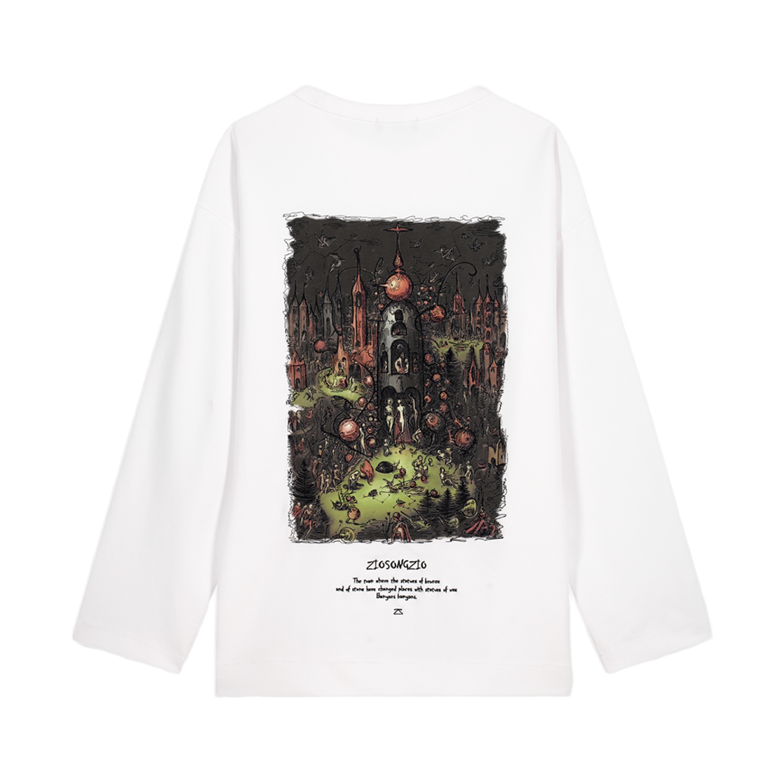 BI5TS525WH ZIOSONGZIO COLLECTION Surrealism Artwork Long Sleeve White