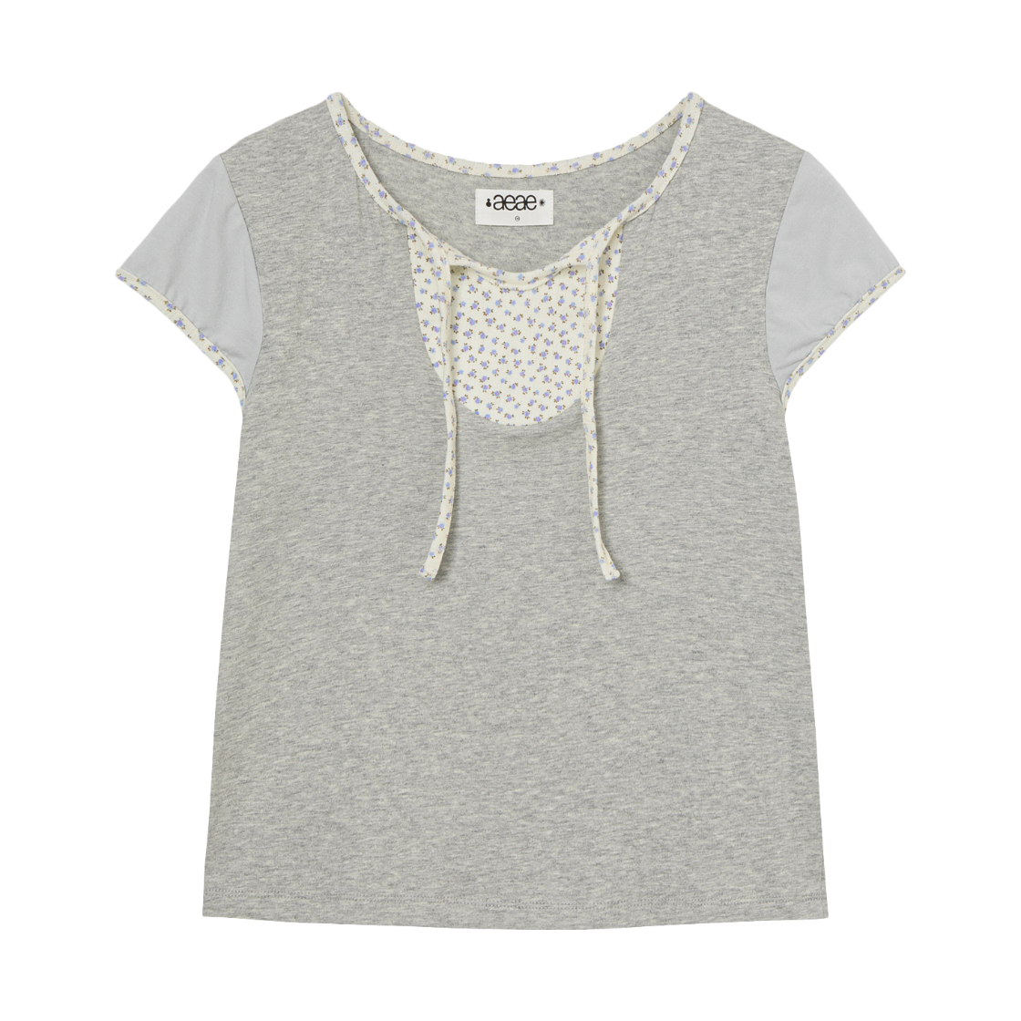 KW6BTSSAE03GY [오프라인 전용] AEAE Women Flower Block Tee Melange Grey - 26SS