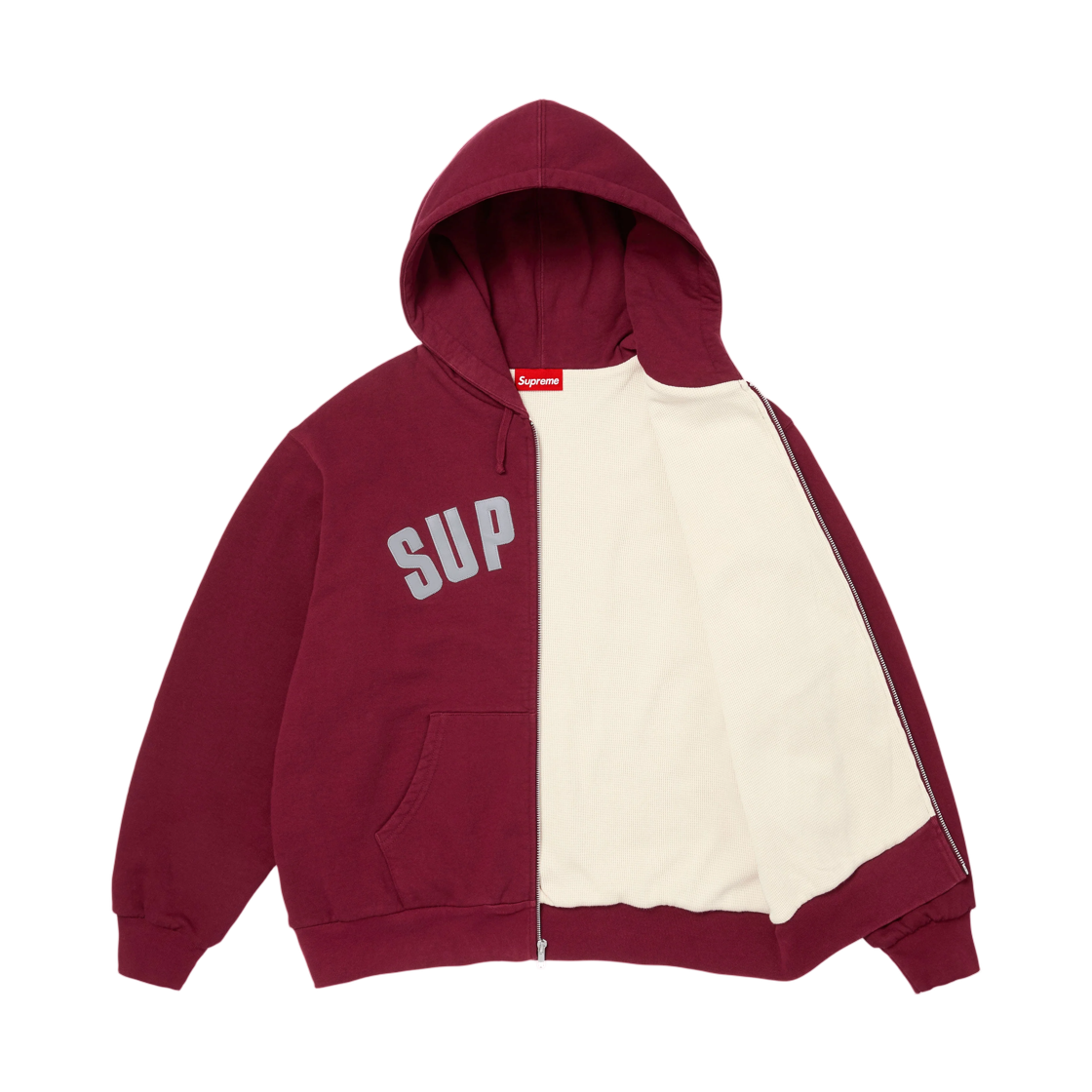 슈프림 아크 써멀 라인드 집업 후드 스웨트셔츠 카디널 - 26FW(Supreme Arc Thermal Lined Zip Up Hooded Sweatshirt Cardinal - 26FW) - 3