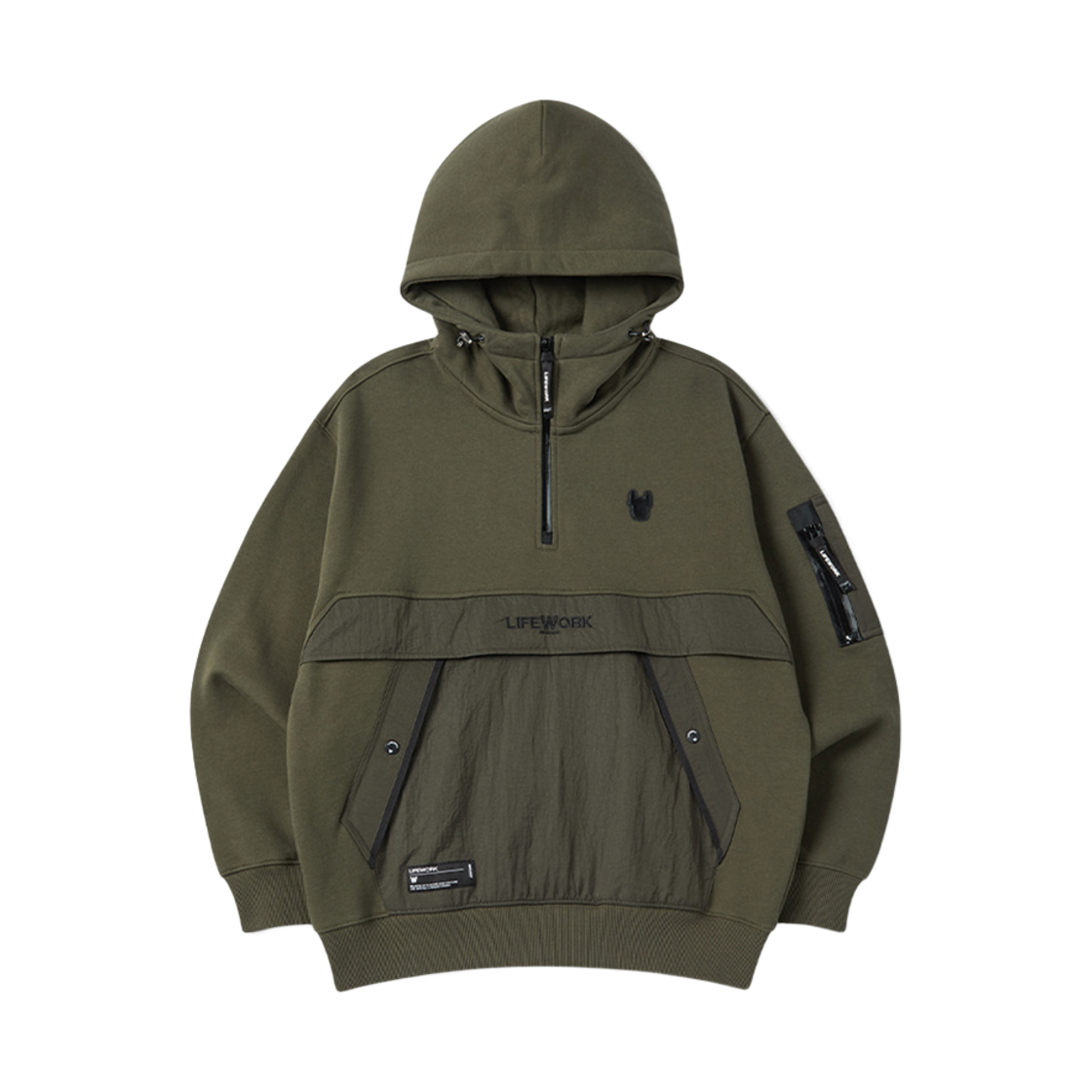 LW254HD665 Lifework Woven Color-Blocked Half-Zip Hoodie T-Shirt_LW254HD665