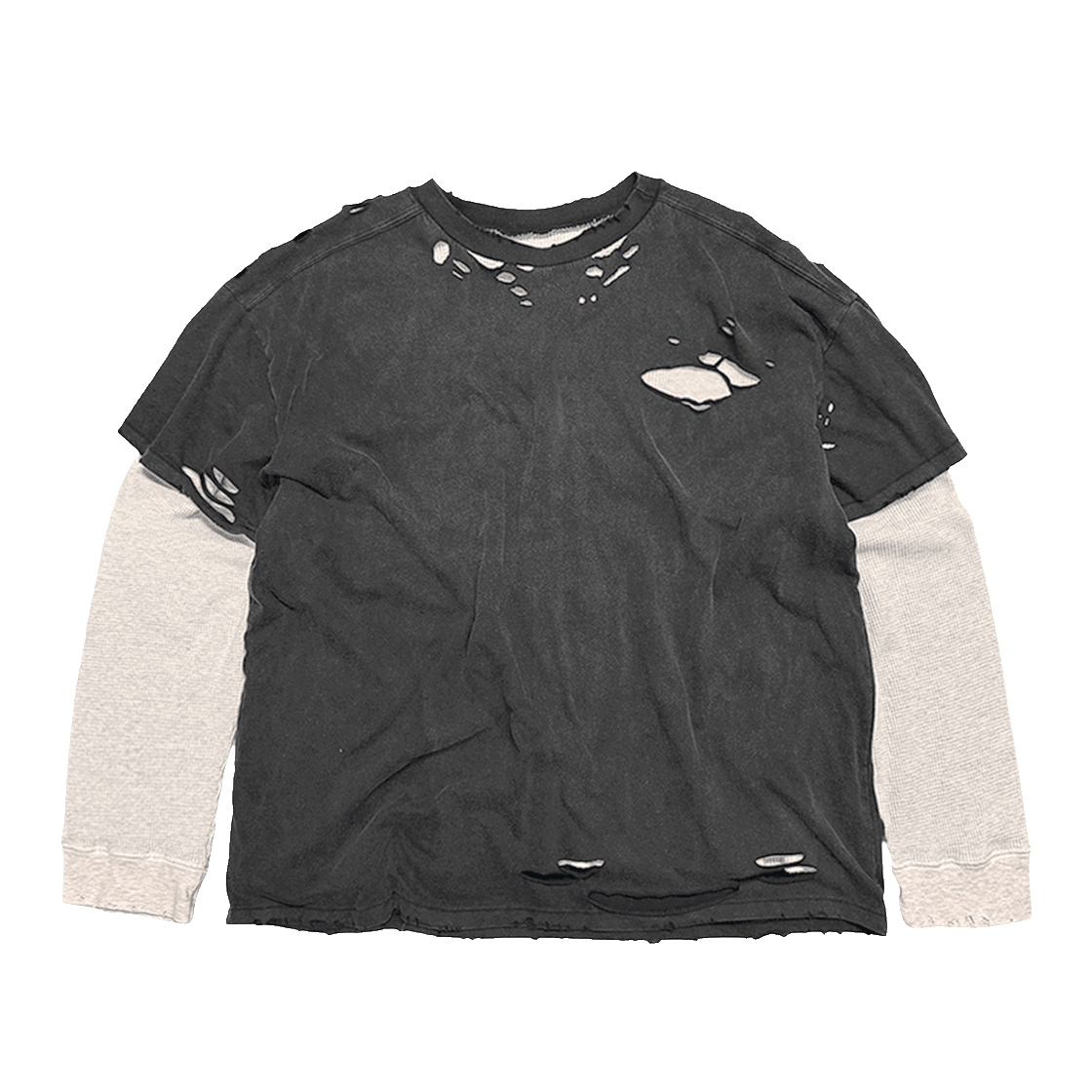 홈리스 빈티지 레이어드 와플 롱슬리브 워시드 블랙(Hommless VTG Layered Waffle LS Washed Black)