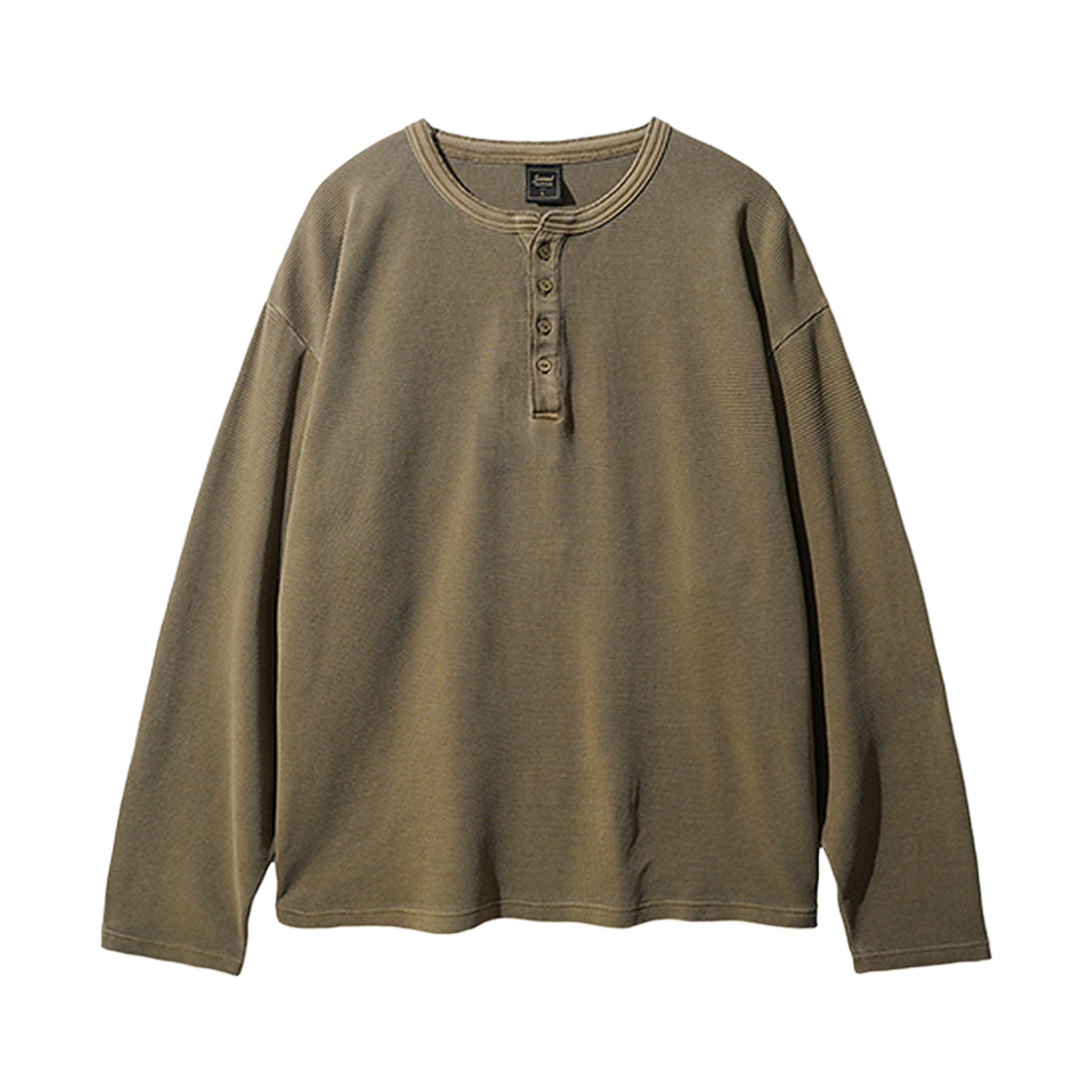 SJLT2712_olivedrab_29 JEMUT Pigment Texture Henry-neck Long Sleeve olivedrab SJLT2712