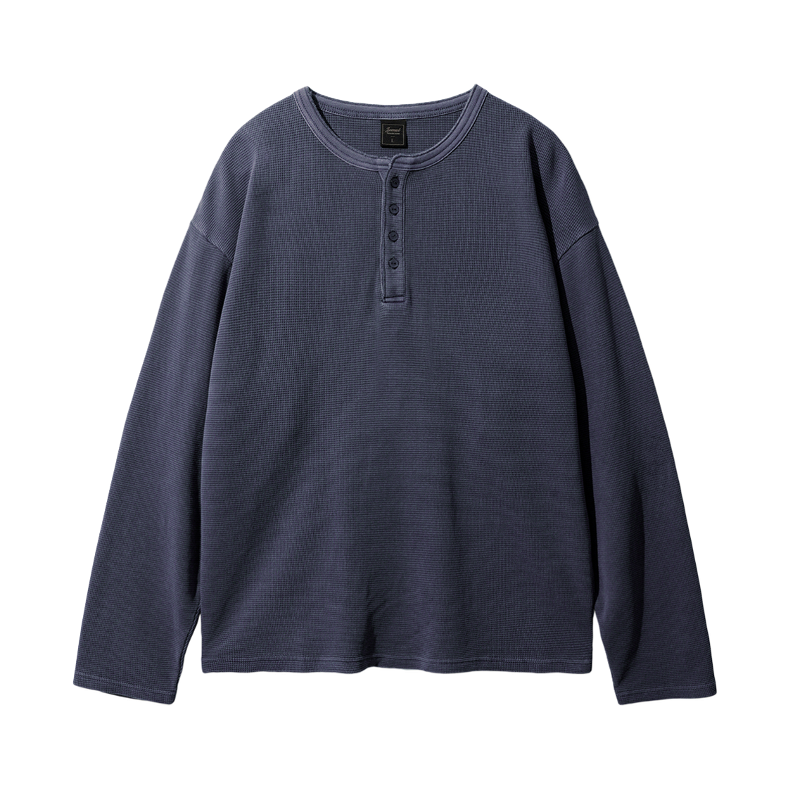 SJLT2712_navy_29 JEMUT Pigment Texture Henry-neck Long Sleeve Navy SJLT2712