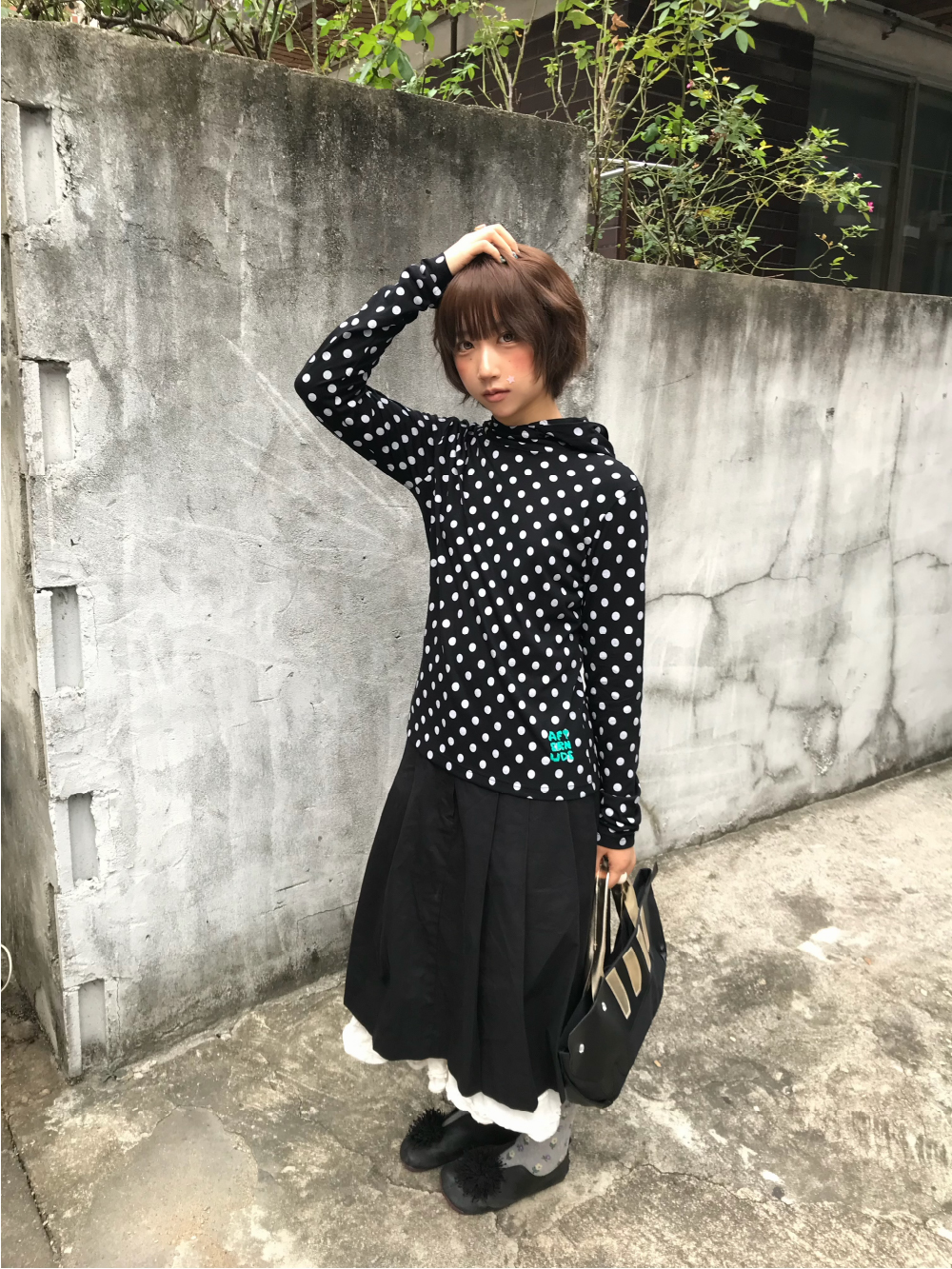 애프터누드 피코 도트 후디 블랙(Afternude Piko Dot Hoodie Black) - 4