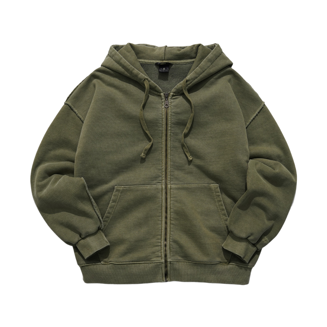 MJOT7437_khaki_29 WV PROJECT Dust pigment hood zipup khaki MJOT7437