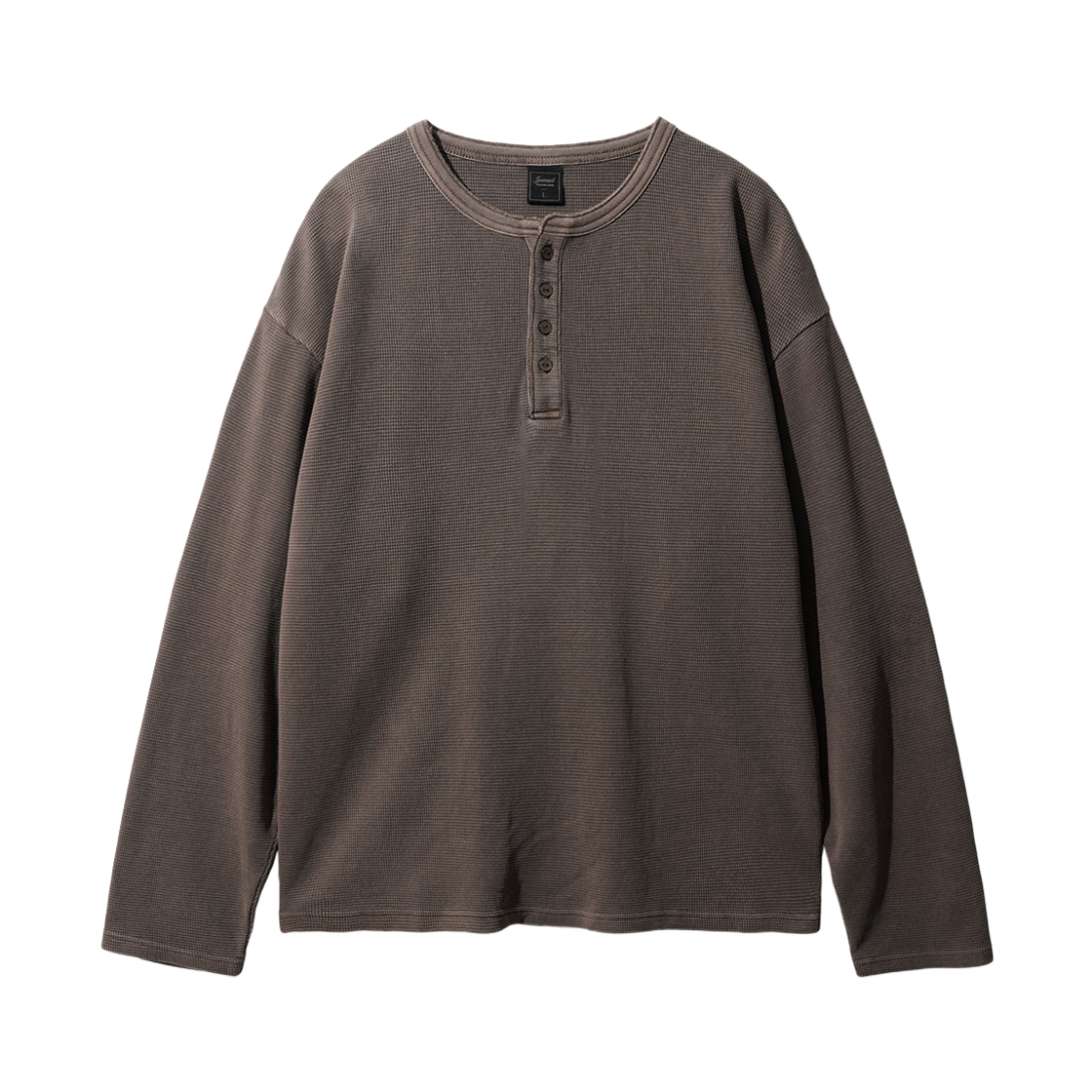 SJLT2712_brown_29 JEMUT Pigment Texture Henry-neck Long Sleeve Brown SJLT2712