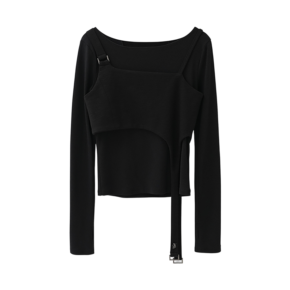 AD63TS20BK AVANDRESS Ropia Belted Bustier, Long Sleeve Set BLACK