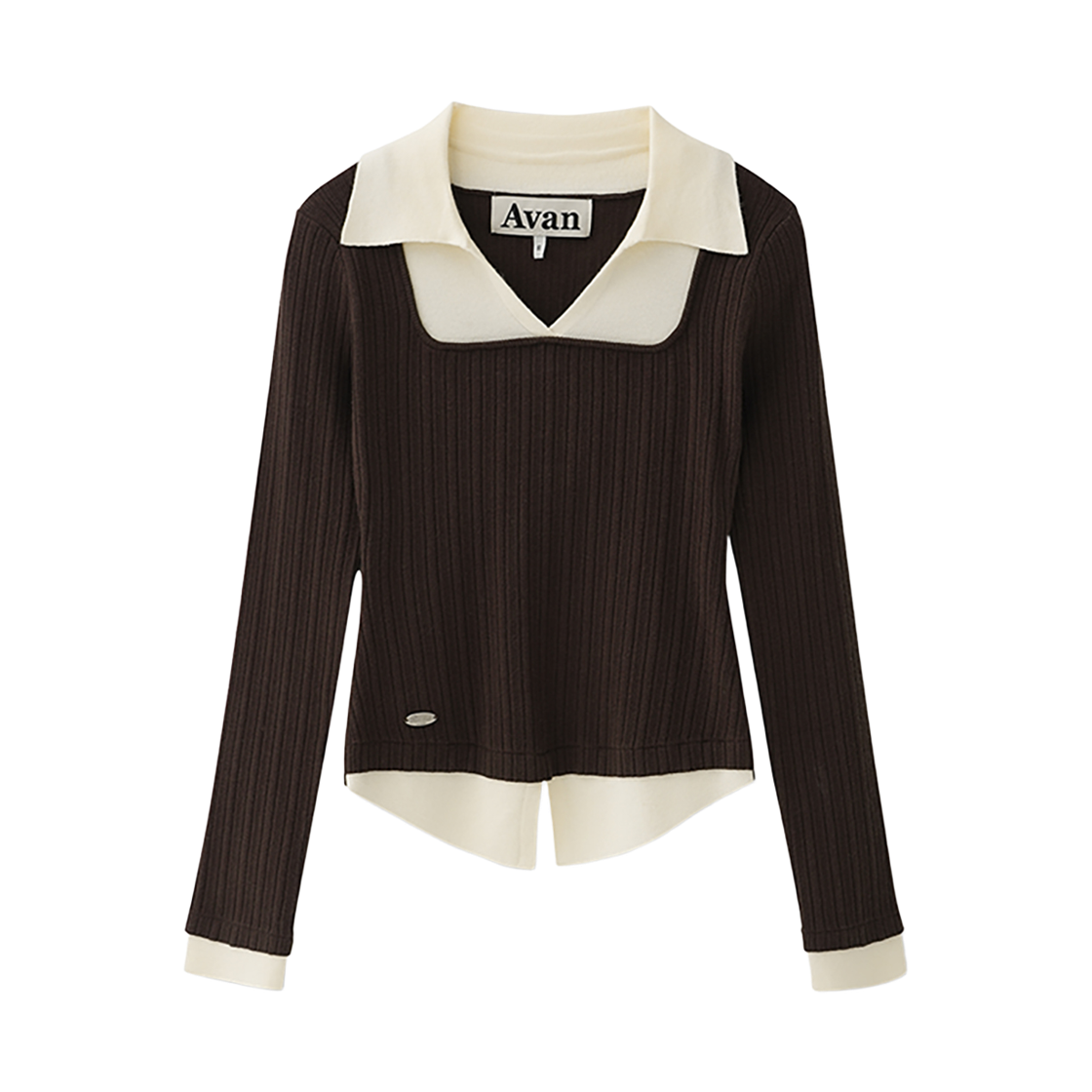 AD63KN07BR AVANDRESS Cove Layered Collar Knit BROWN