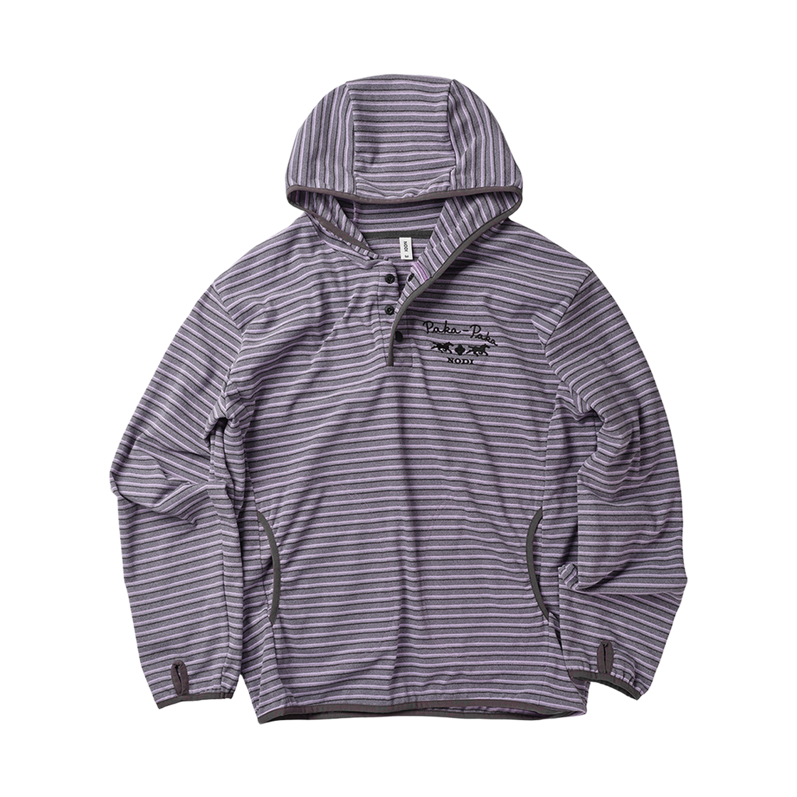 26FW_ND_LS_001_PP NODI Multi Stripe Fleece Hoodie Purple