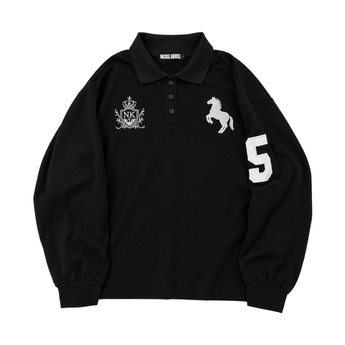 NKHSPKLS001 NICKEL DONKY COLLARED L/S BLACK