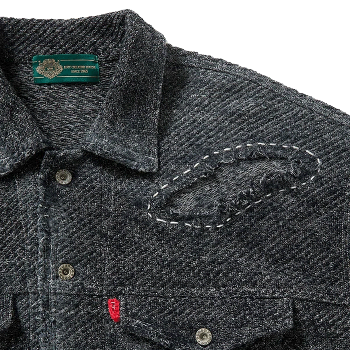 짐 컨텍스트 하드 데미지드 데님 니트 자켓 블랙 - 26FW(Gim Context Hard Damaged Denim Knit Jacket Black - 26FW) - 3