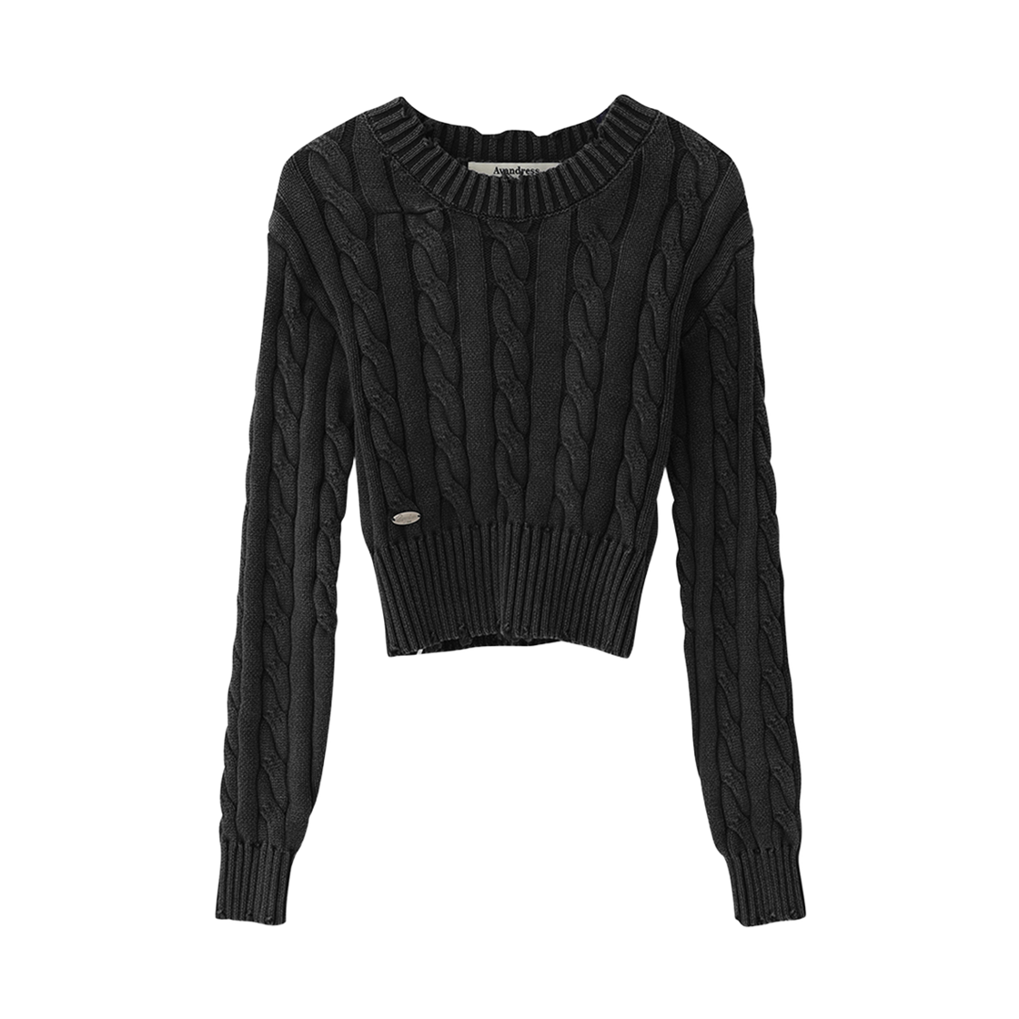 어반드레스 에리카 라운드 데미지 니트 블랙(AVANDRESS Erica Round Damage Knit BLACK)