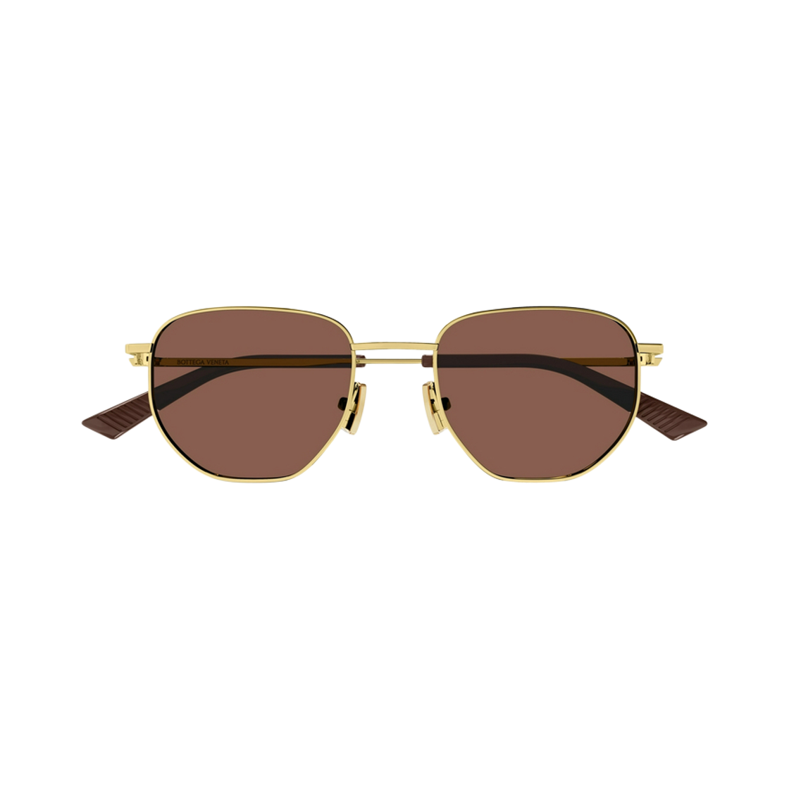 BV1301S-003 Bottega Veneta Square Metal Sunglasses Gold Brown