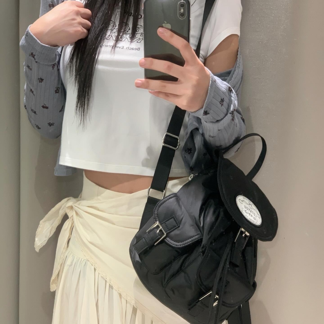 라츠유 노스텔지아 츄비 백팩 블랙(LOTS YOU Nostalgia chubby Backpack Black) - 4