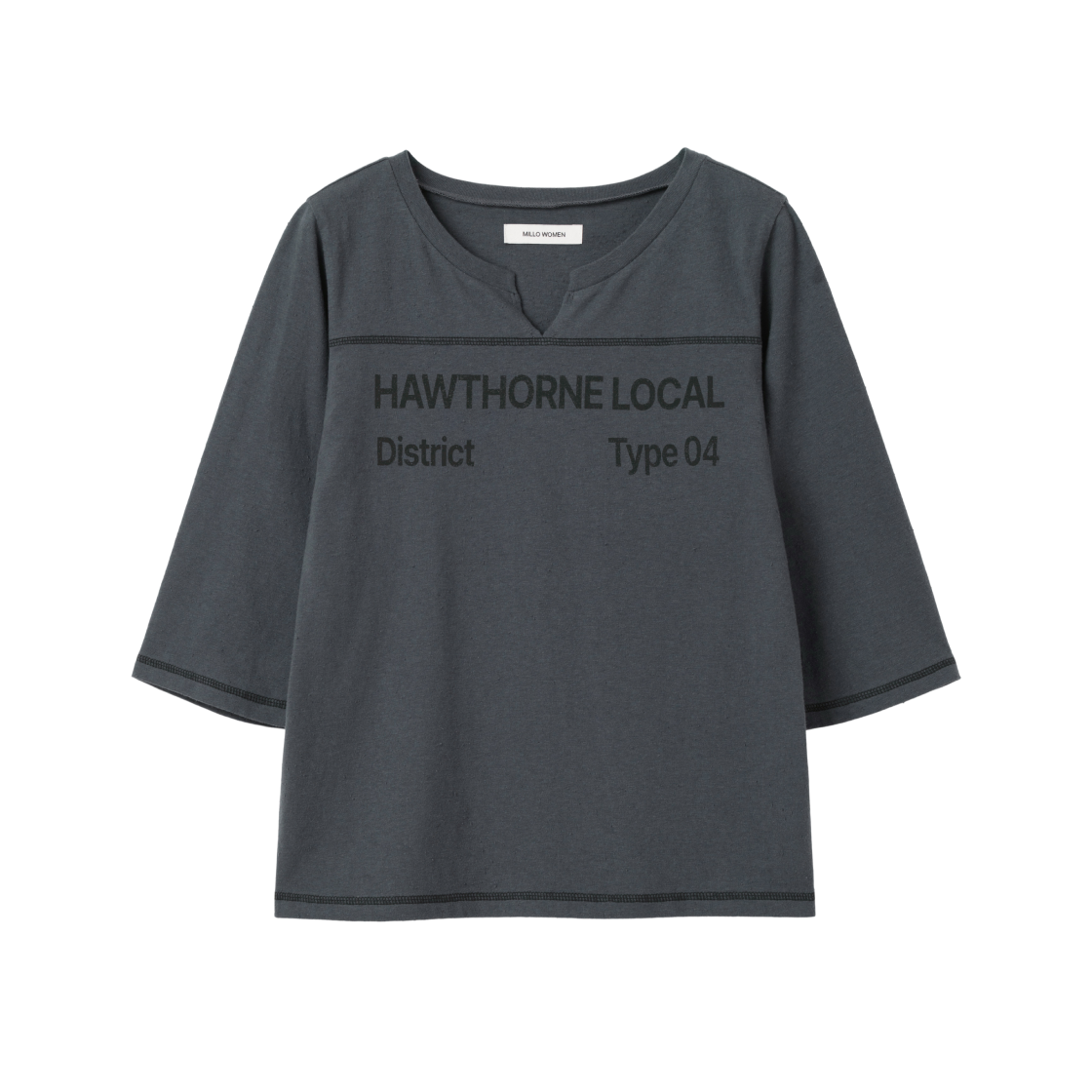 MW374NAV MILLO WOMEN Raw Textured T-Shirt Navy