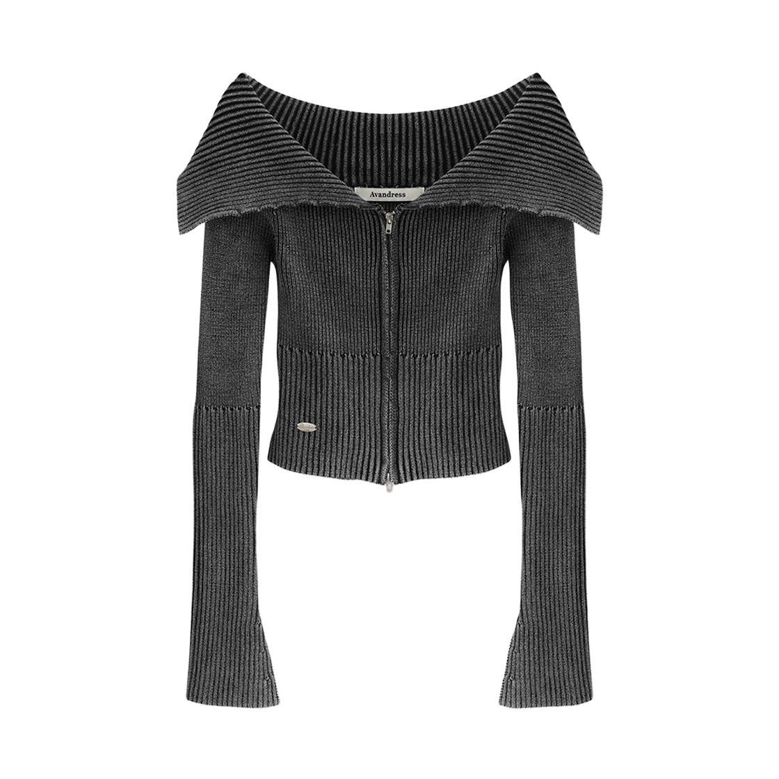 어반드레스 줄리 피그먼트 니트 집업 블랙(AVANDRESS Julie Pigment Knit Zip-Up BLACK)