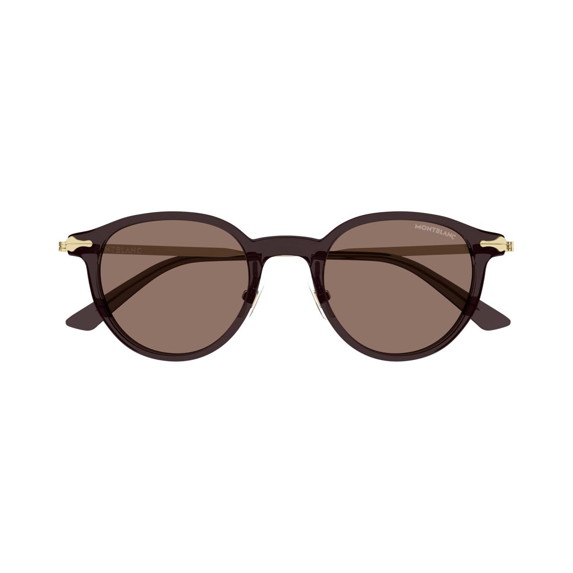 MB0362S-003 Montblanc Round Frame Recycled Acetate Sunglasses Brown