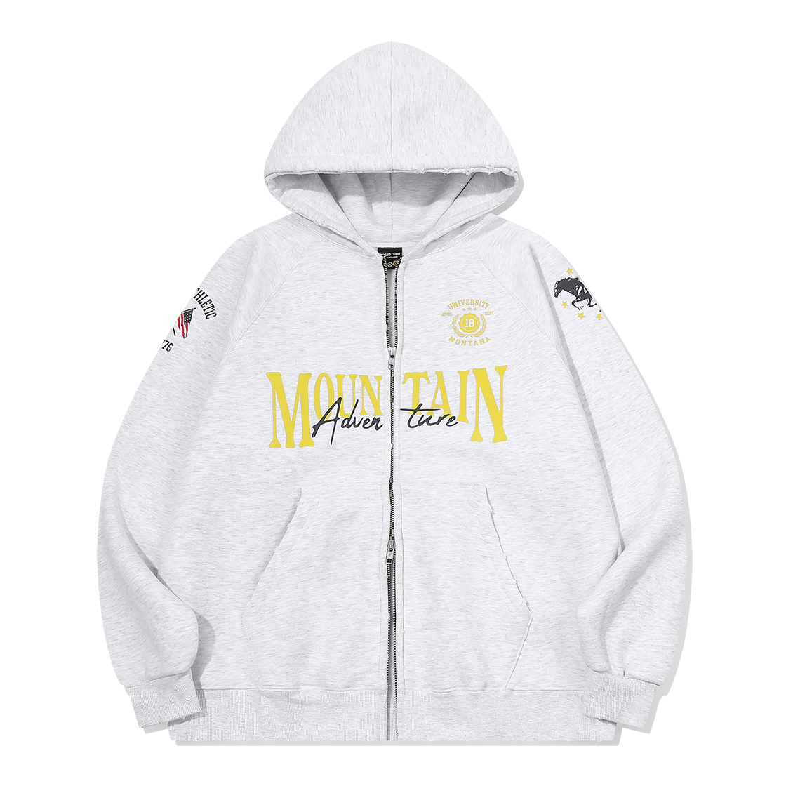 C26FB52 CPGN STUDIO [2-WAY] Montana Mountain Raglan Zip-up Hoodie Melange White