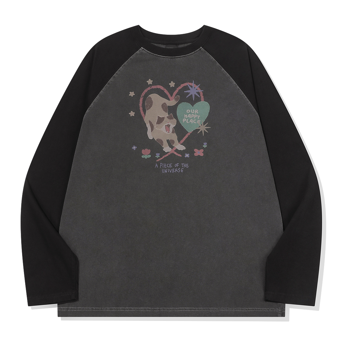 C26FB50 CPGN STUDIO Cozy Kitty Raglan Pigment Long Sleeve Smoke Black