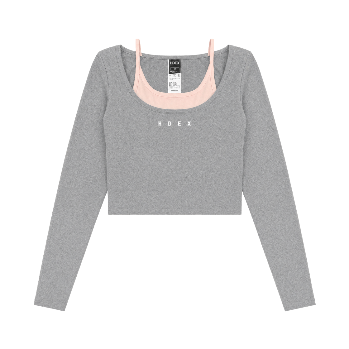 에이치덱스 소피 레이어드 롱 슬리브 브라탑 멜란지 그레이(HDEX Sophie Layered Long Sleeve Bra Top Melange Gray)