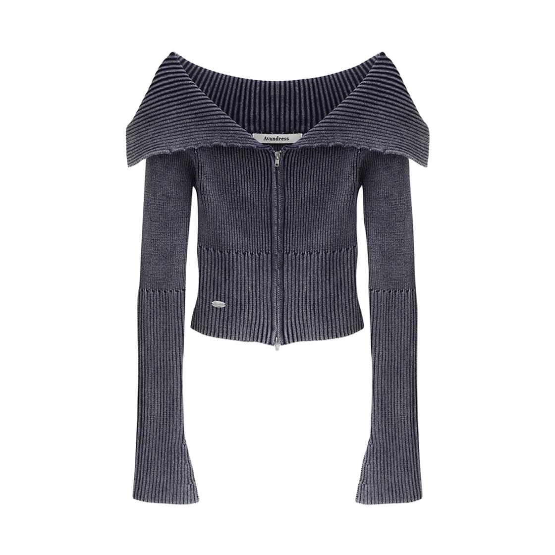 어반드레스 줄리 피그먼트 니트 집업 네이비(AVANDRESS Julie Pigment Knit Zip-Up NAVY)