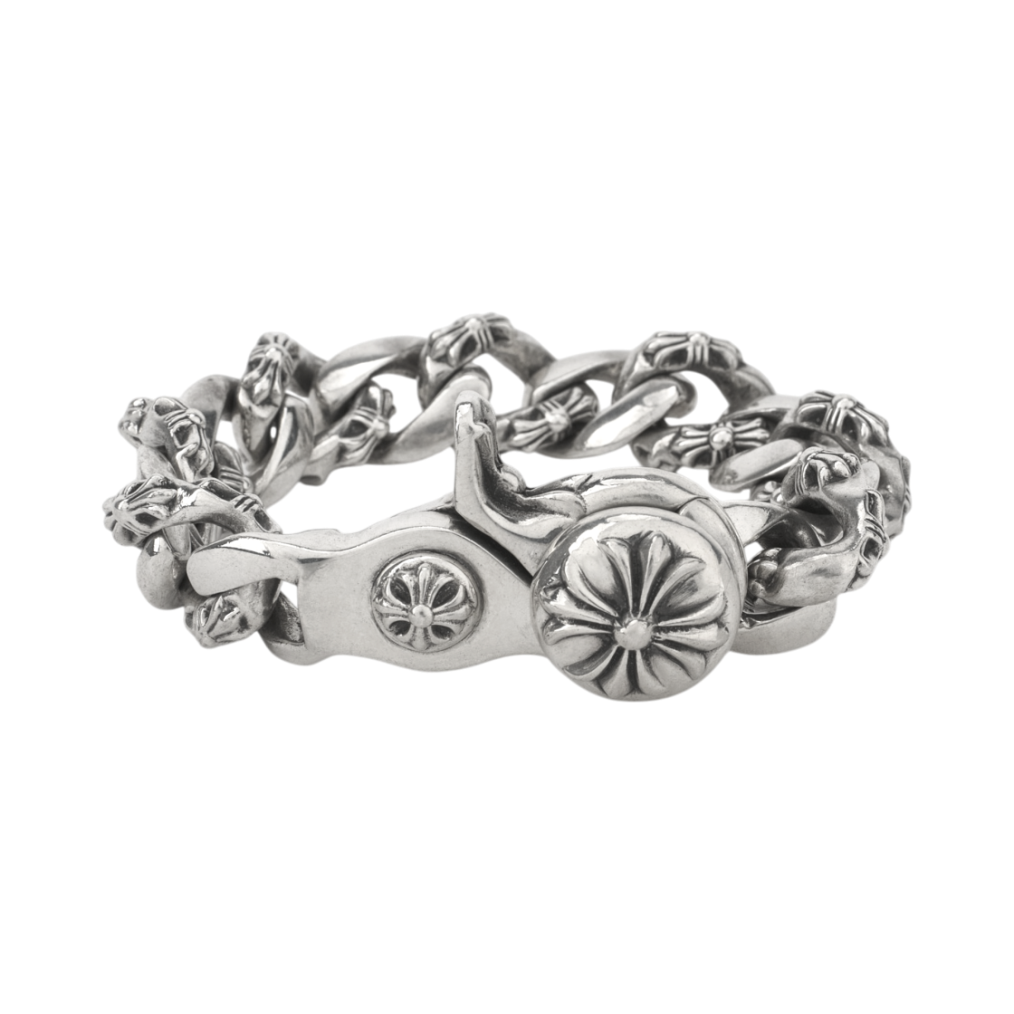 - Chrome Hearts Fancy Link Clip Bracelet Silver