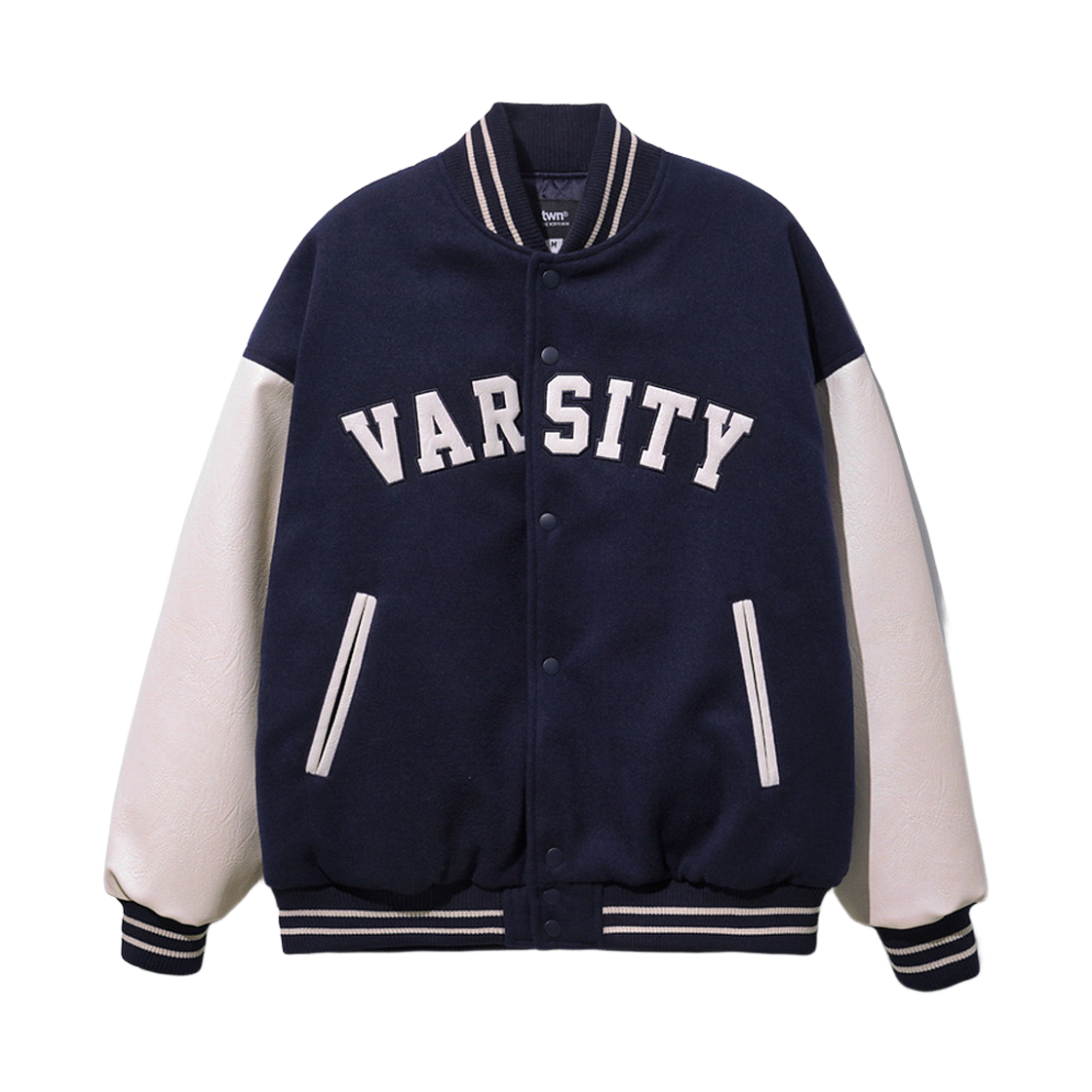 STOT3400_navy_29 TWN Varsity Crew Jacket Navy STOT3400