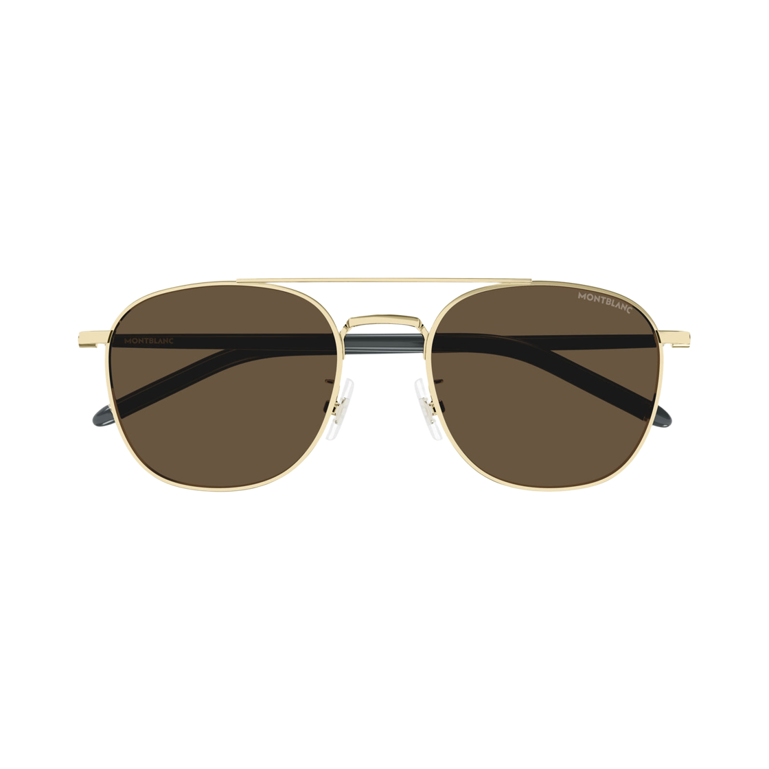 MB0271S-009 Montblanc Round Frame Metal Sunglasses Gold Brown