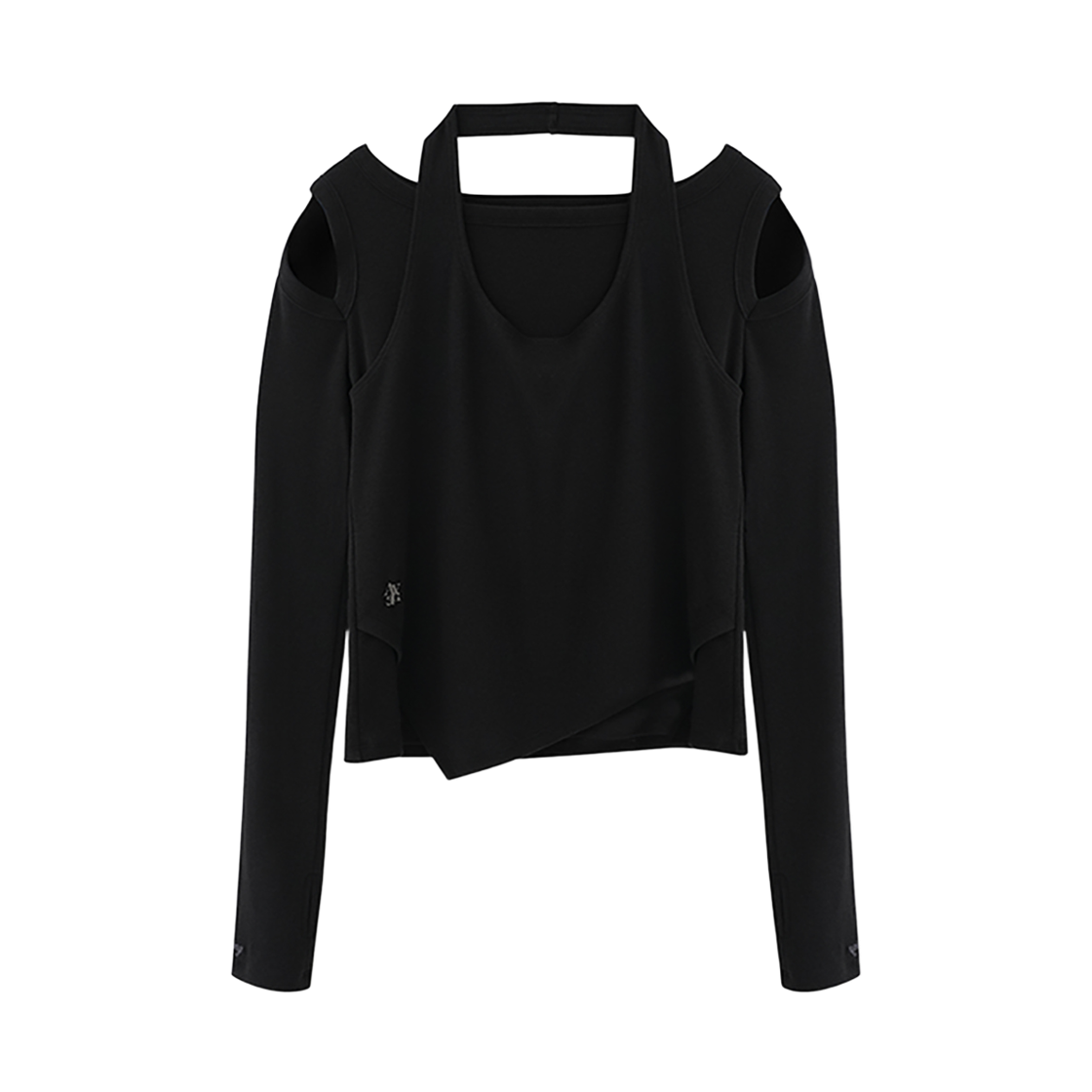 어반드레스 티엔 컷아웃 홀터 레이어드 티 블랙(AVANDRESS Tien Cut-out Halter Layered Tee BLACK)