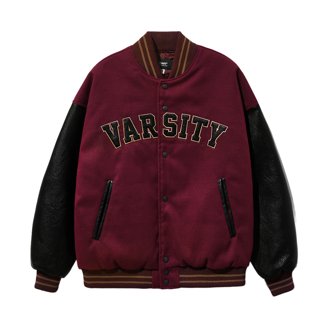 티떠블유엔 바시티크루 자켓 버건디 STOT3400(TWN Varsity Crew Jacket Burgundy STOT3400)