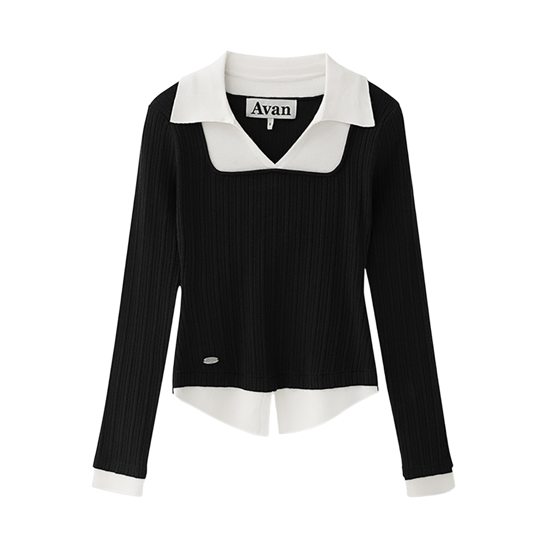 어반드레스 코브 레이어드 카라 니트 블랙(AVANDRESS Cove Layered Collar Knit BLACK)