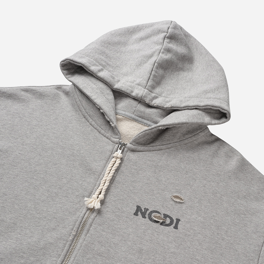 노디 올드 마그넷 후드 집업 멜란지 그레이(NODI Old Magnet Hood Zip up Melange Gray) - 4